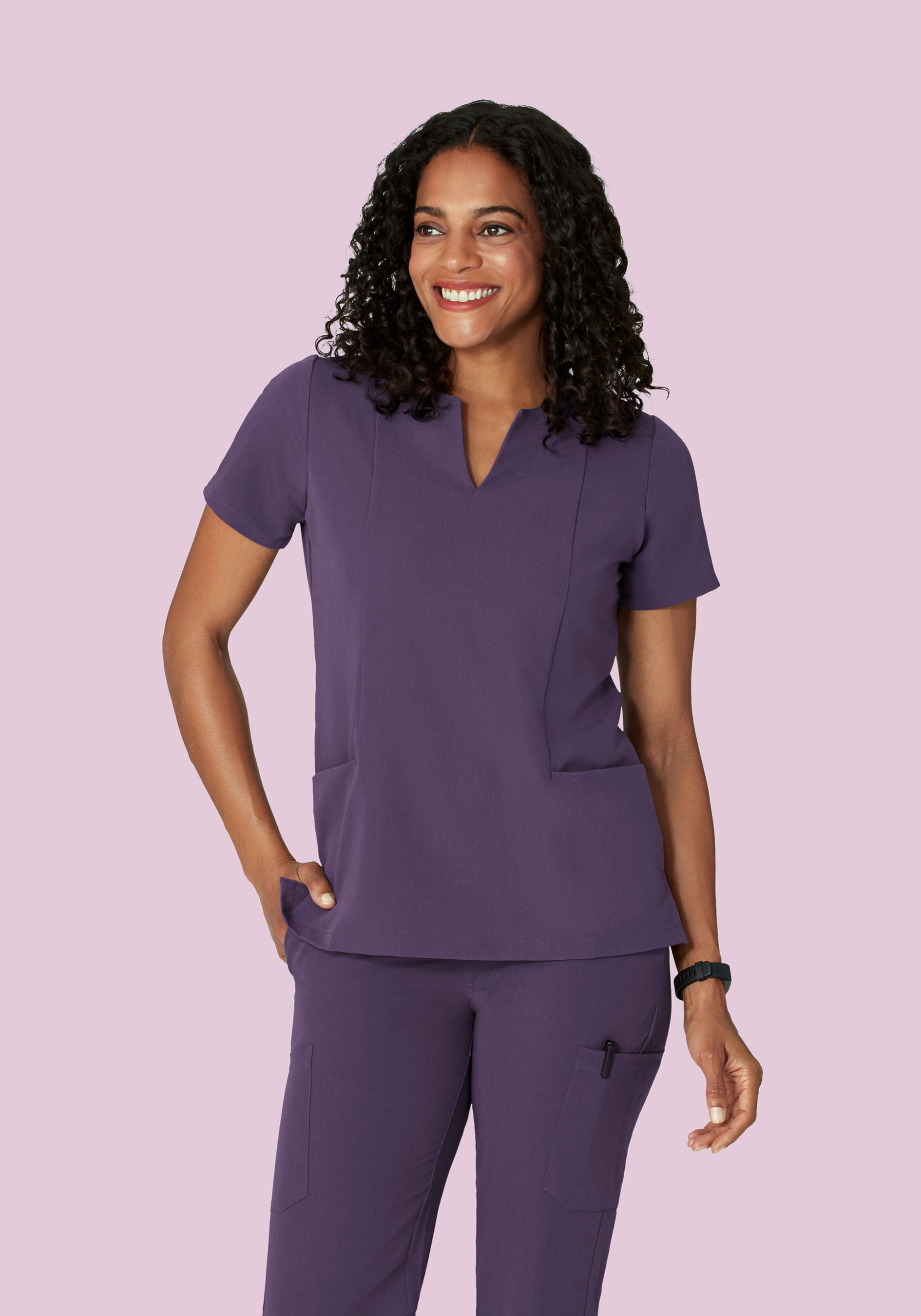 5 Pocket Notch Neck Top Deep Dewberry