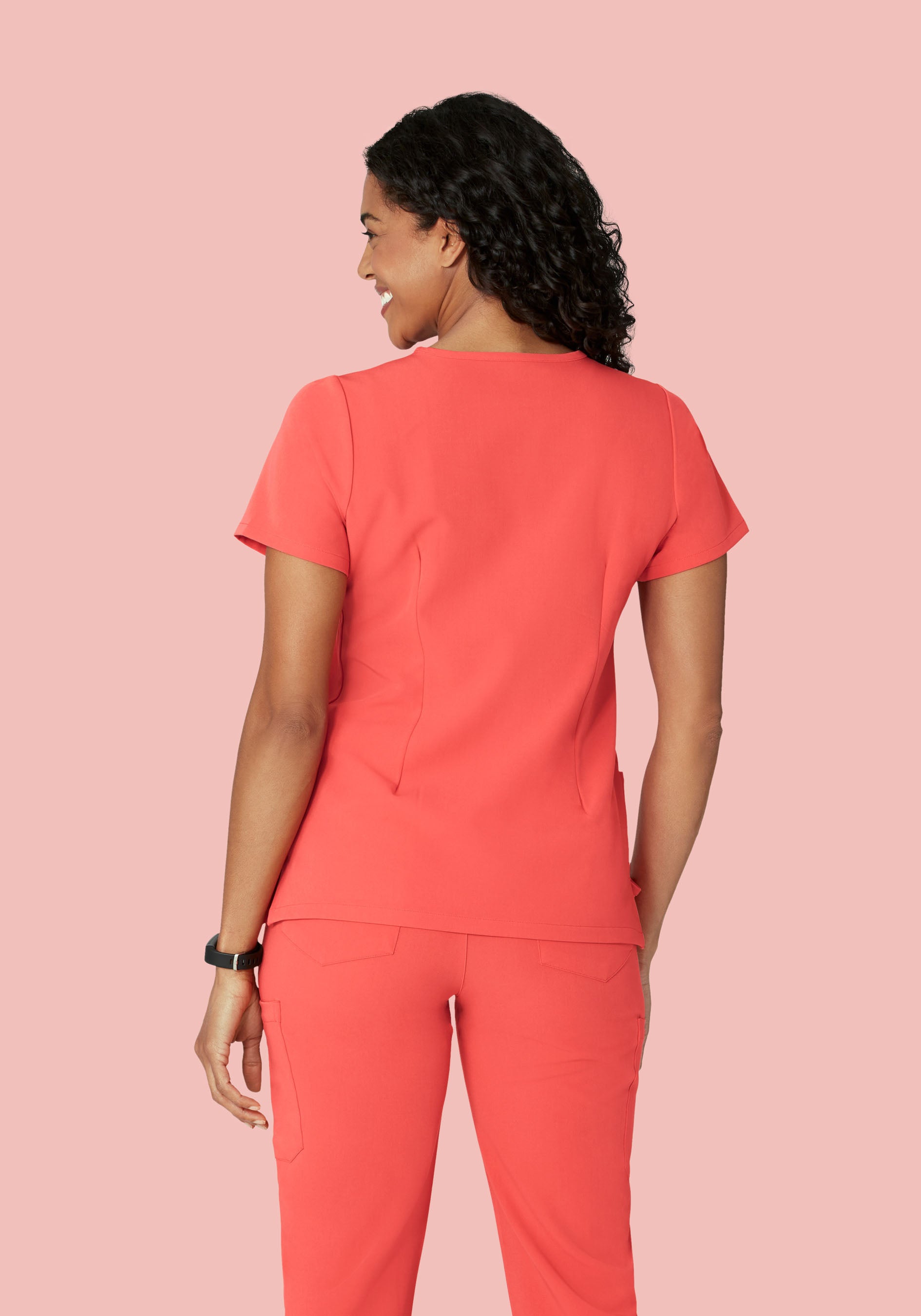 5 Pocket Notch Neck Top Sunkissed Coral