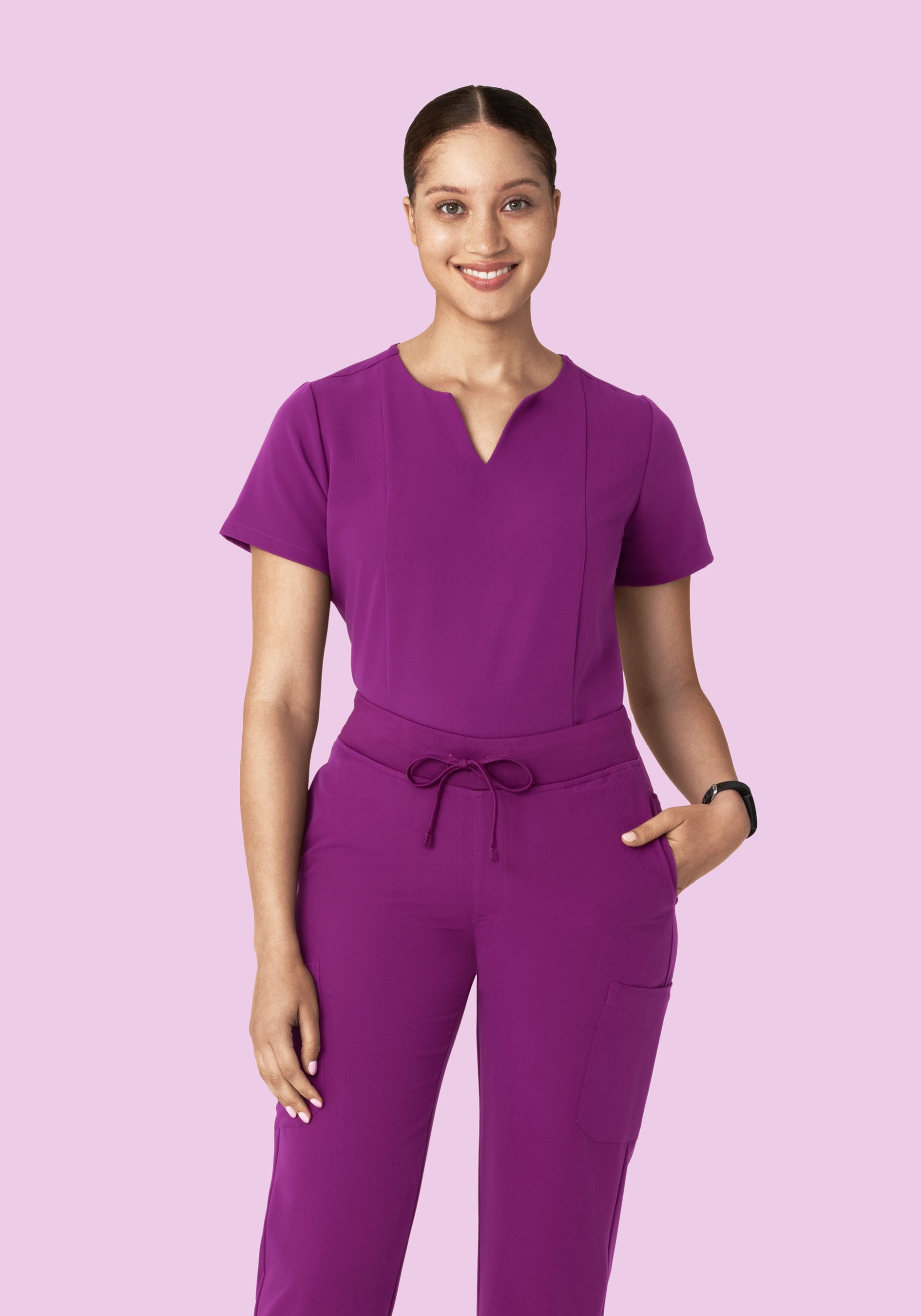 5 Pocket Notch Neck Top Dark Orchid