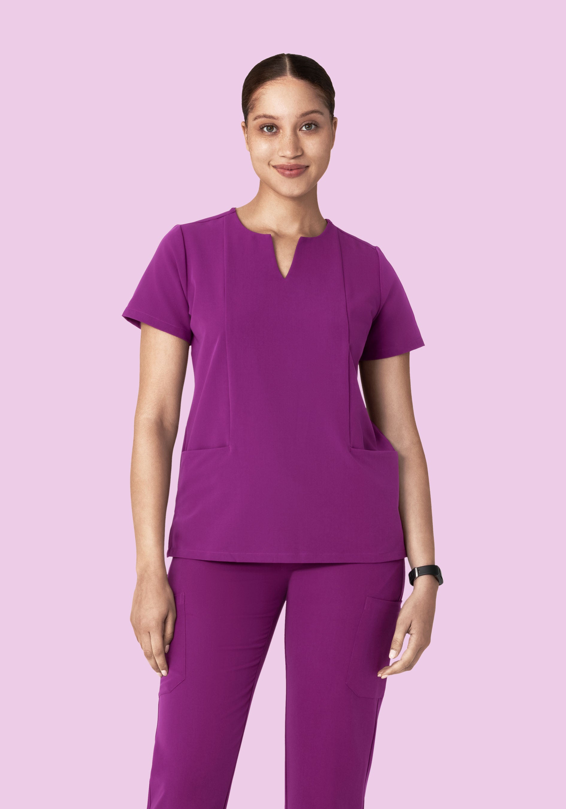 5 Pocket Notch Neck Top Dark Orchid