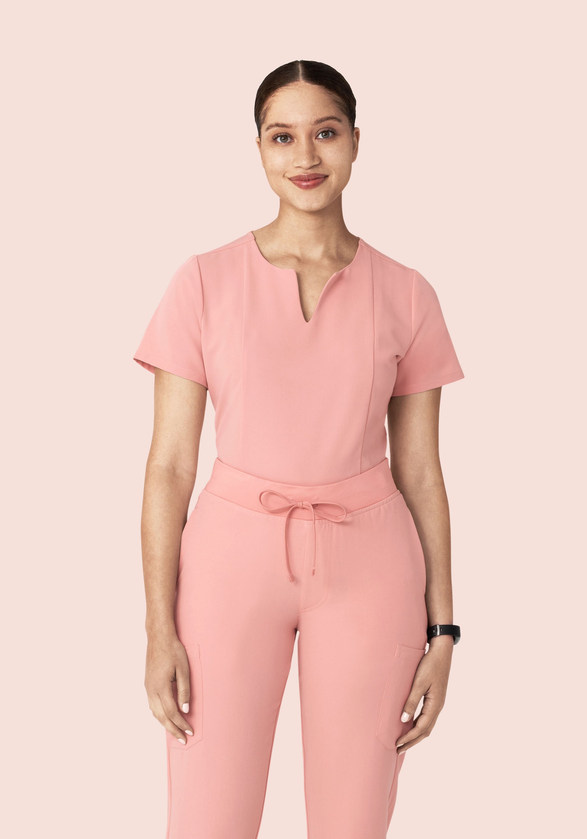 5 Pocket Notch Neck Top Dusty Pink