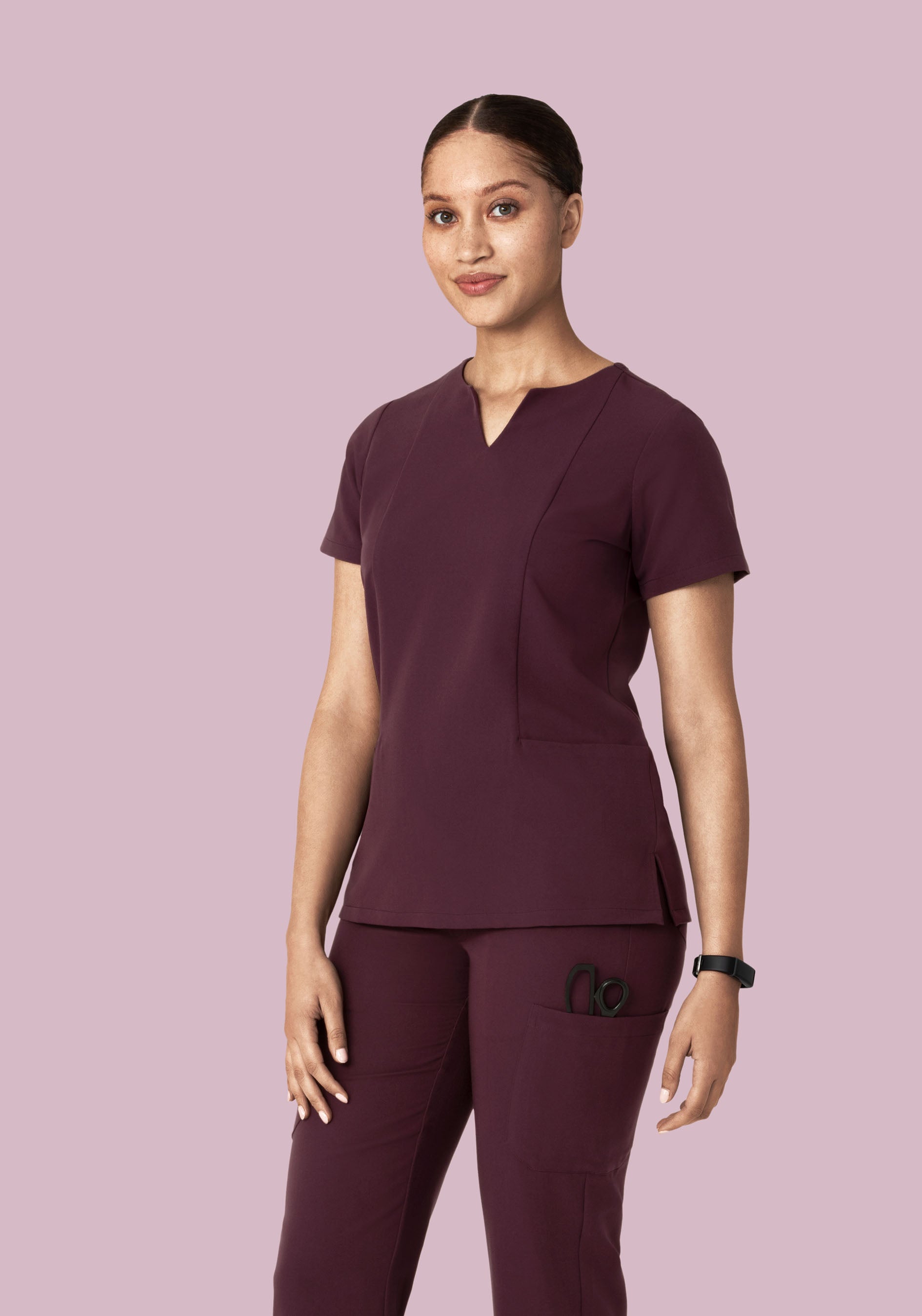 5 Pocket Notch Neck Top Merlot