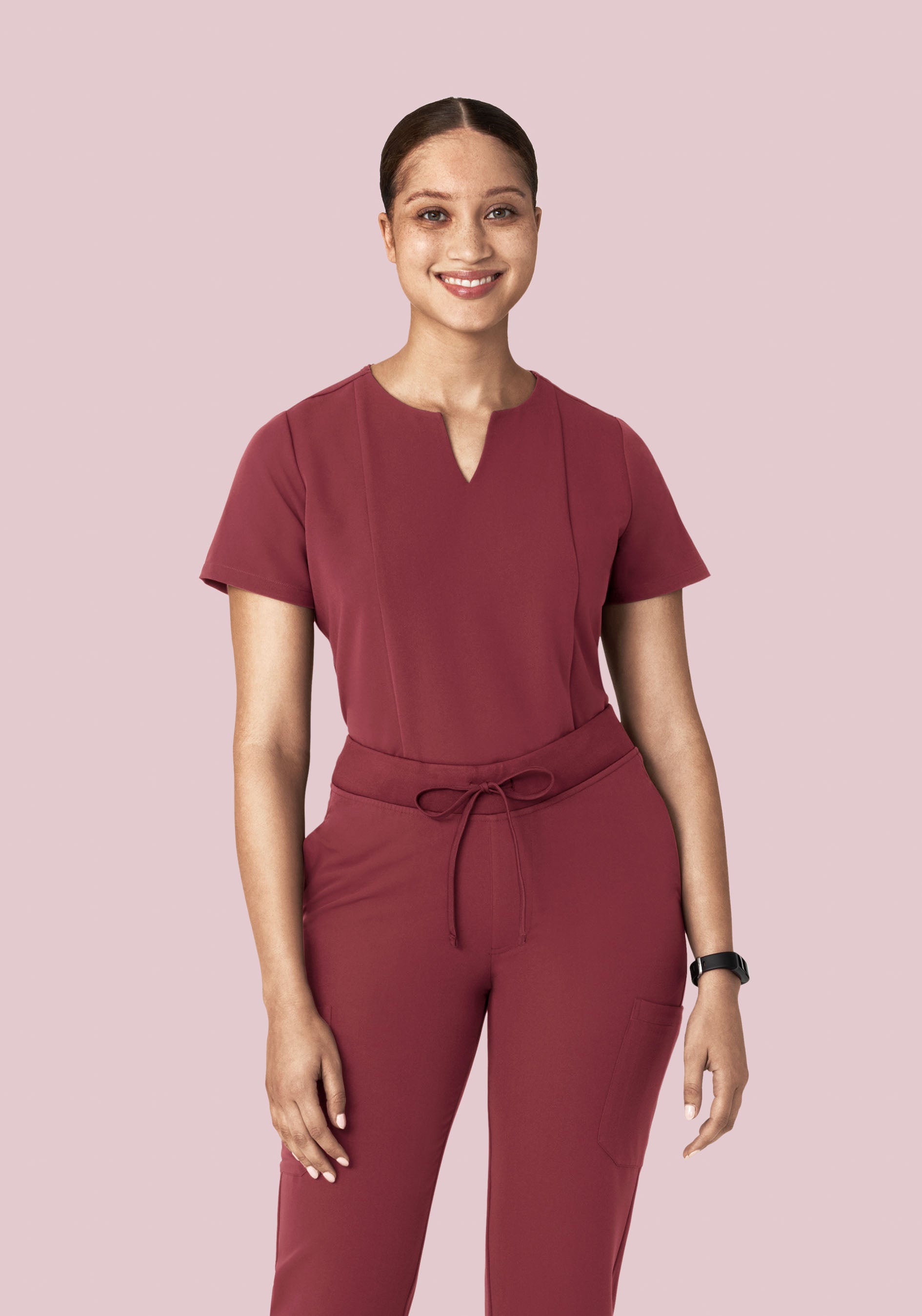 5 Pocket Notch Neck Top Raisin