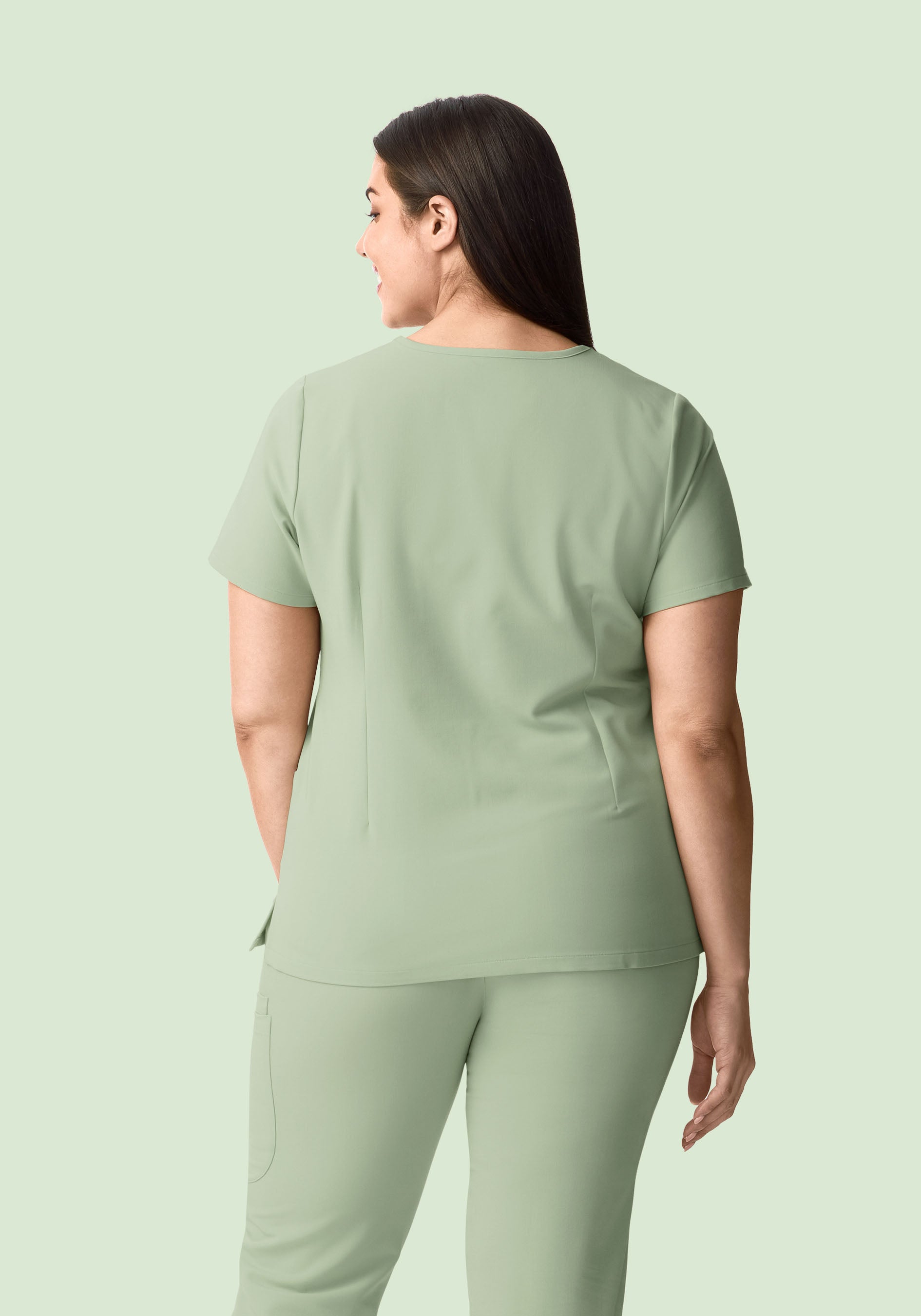 5 Pocket Notch Neck Top Green Tea