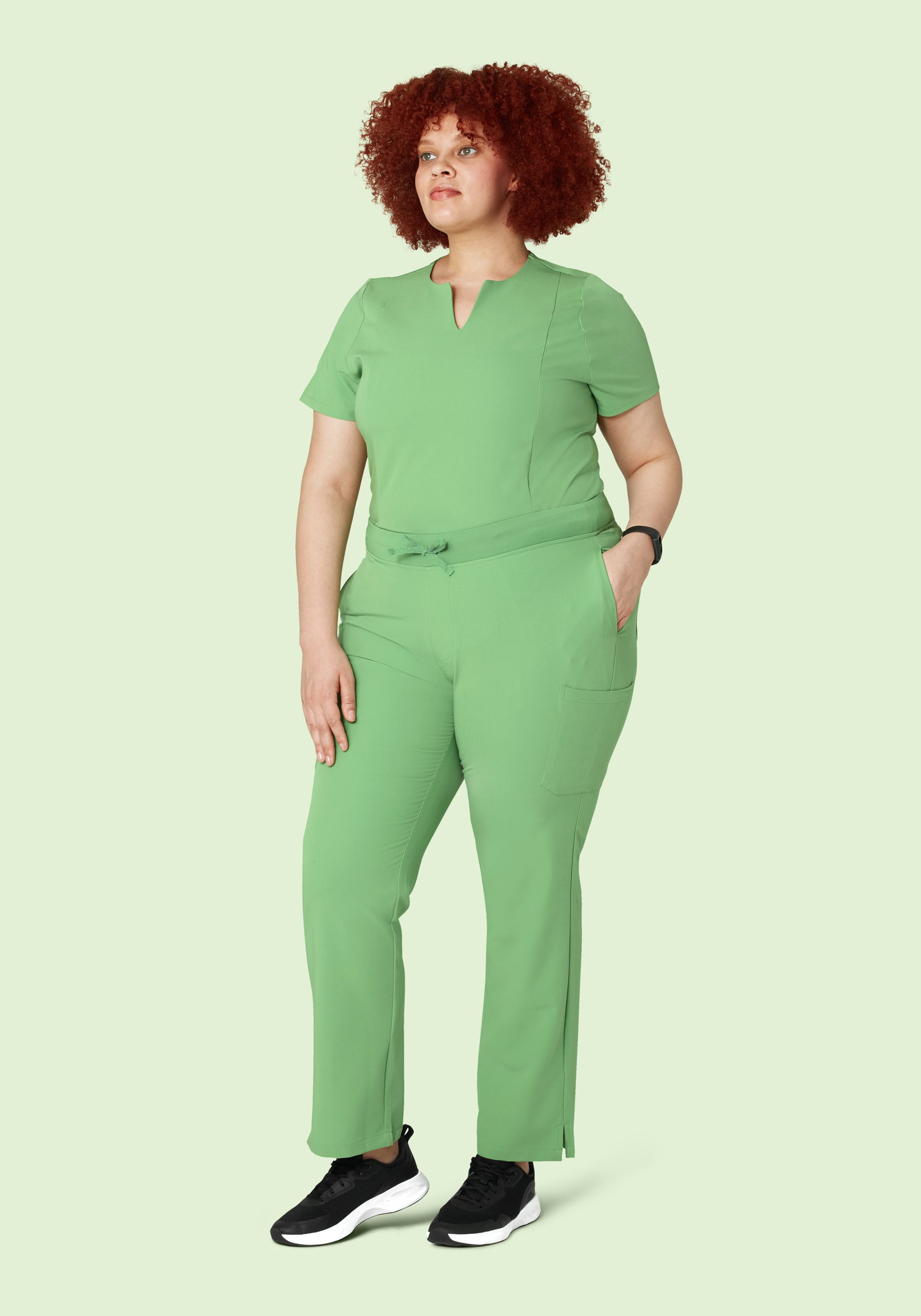 5 Pocket Notch Neck Top Aloe