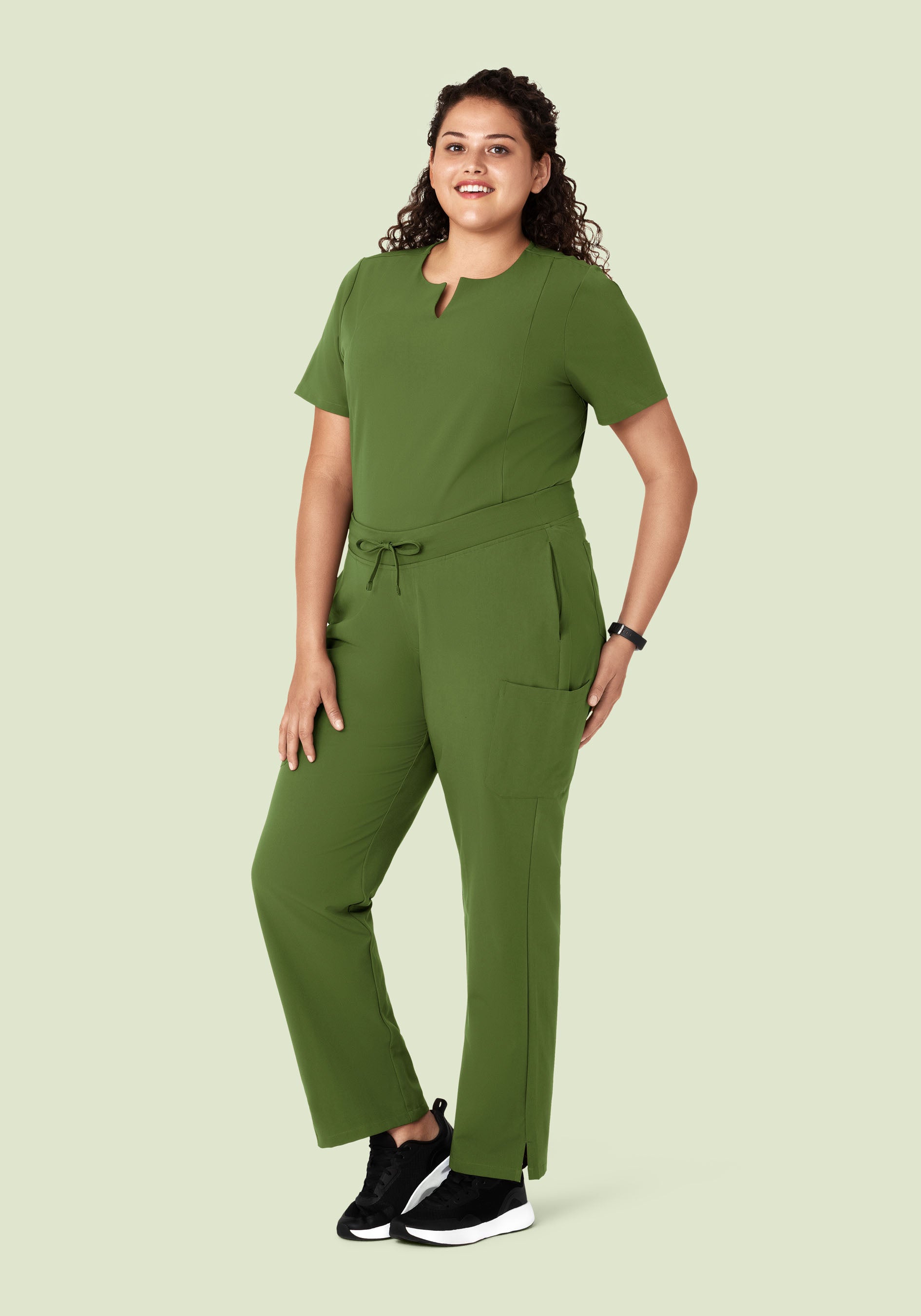 5 Pocket Notch Neck Top Moss