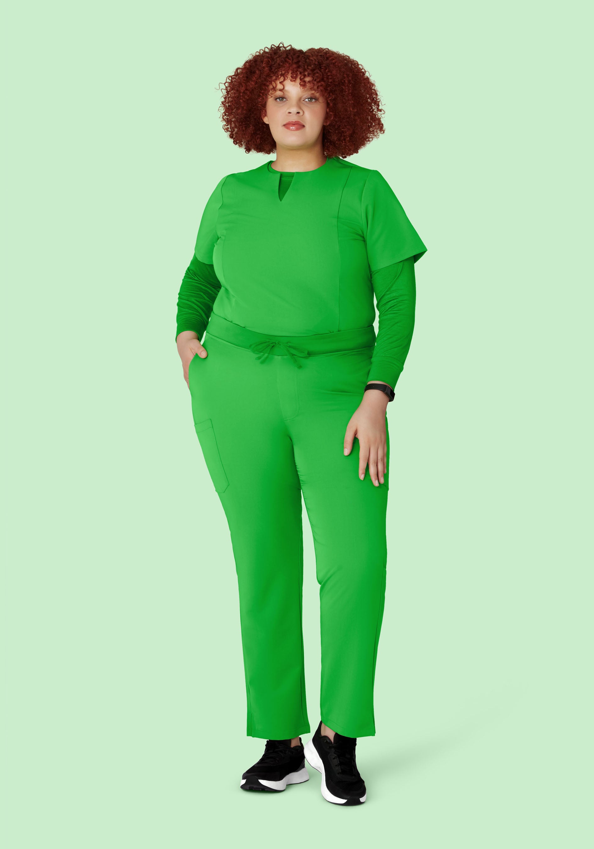5 Pocket Notch Neck Top Kelly Green