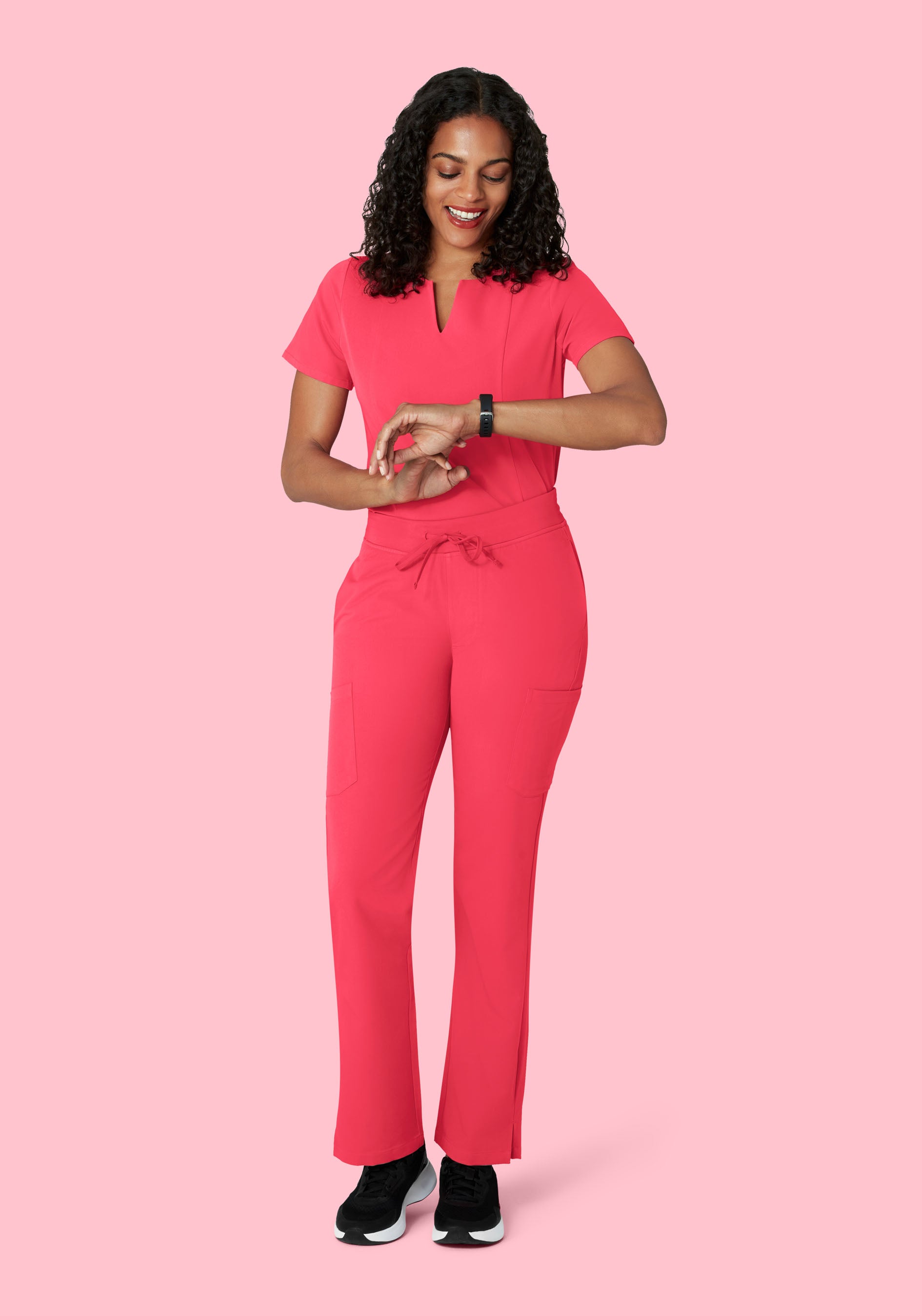 5 Pocket Notch Neck Top Paradise Pink