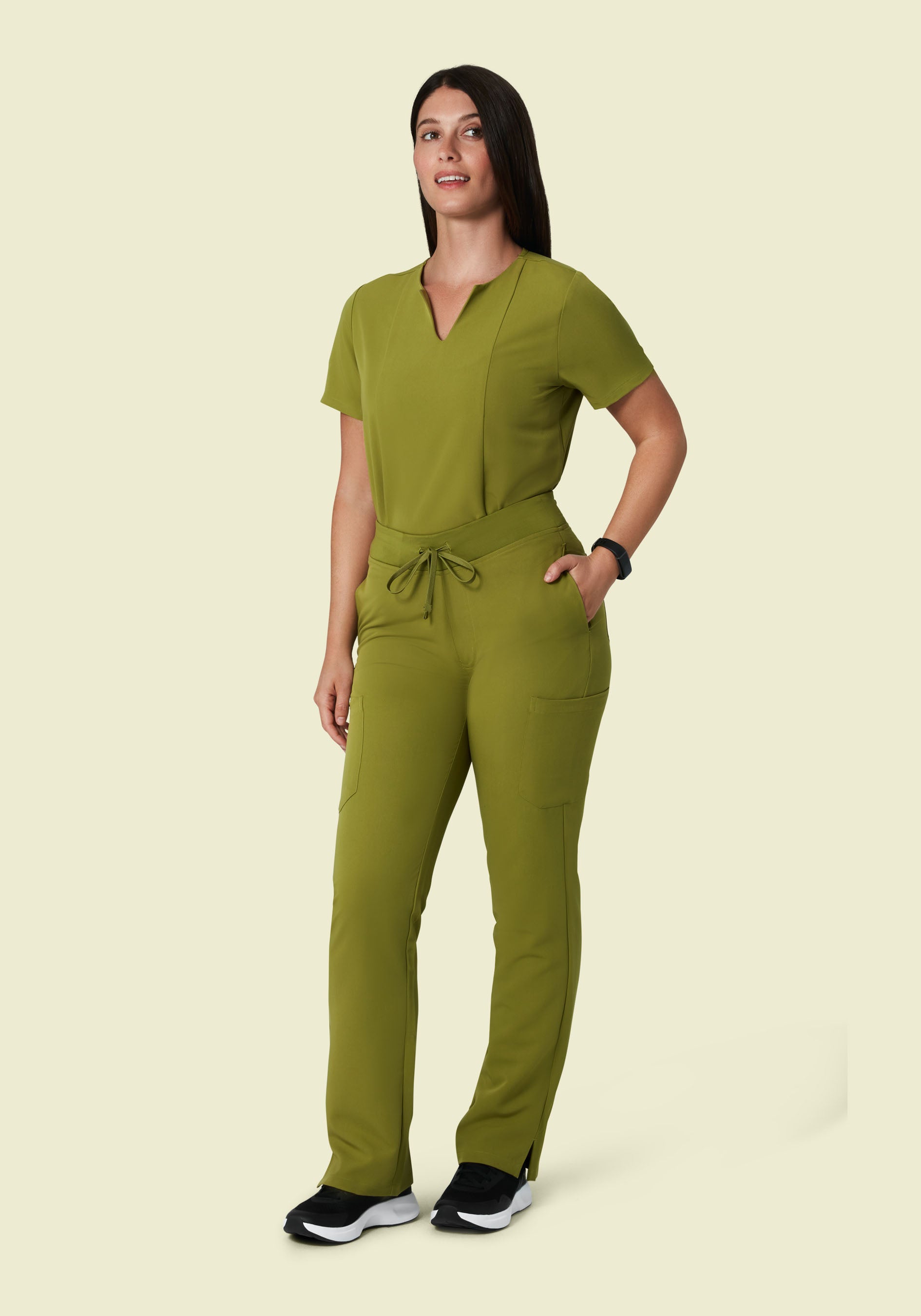5 Pocket Notch Neck Top Avocado