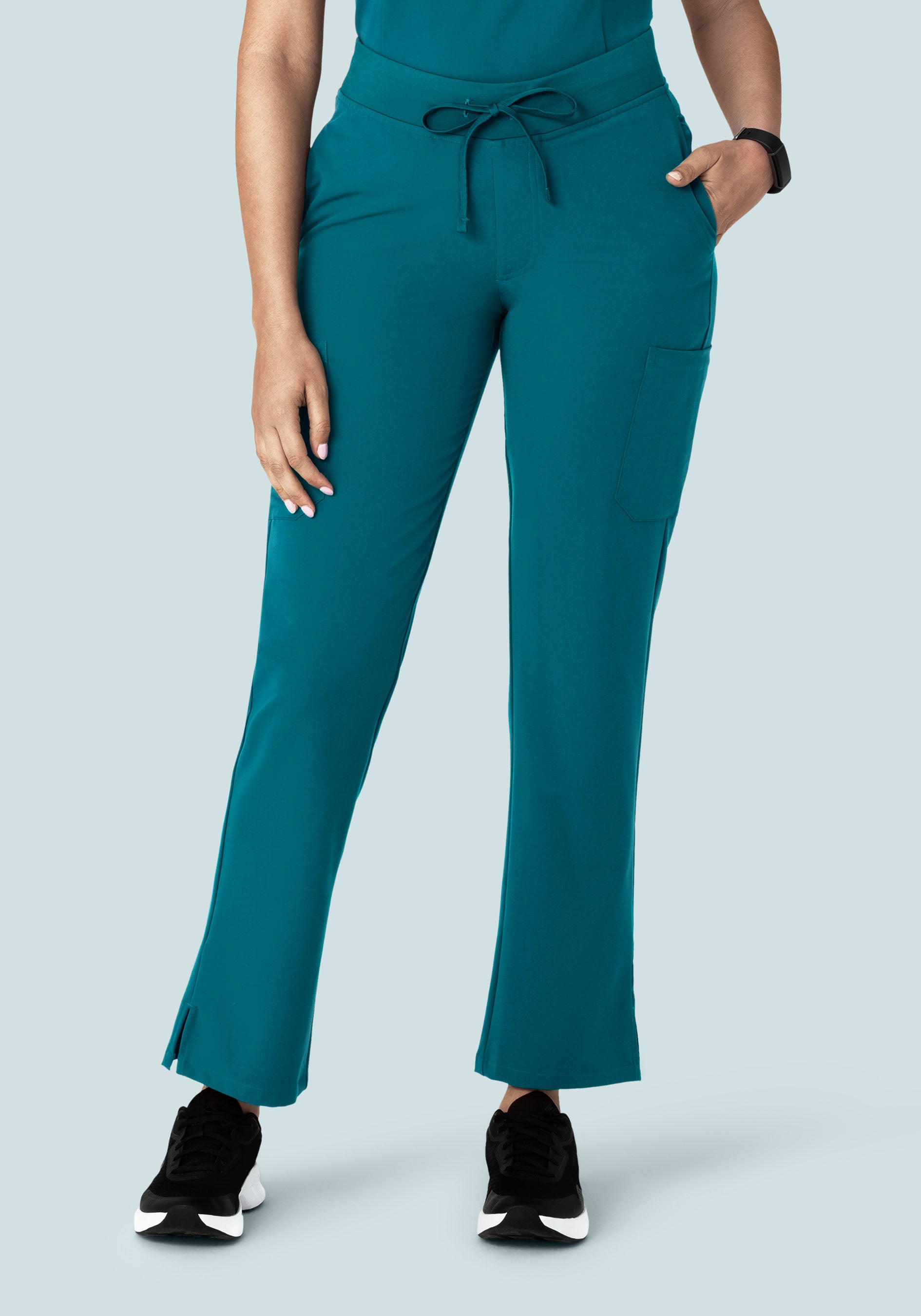 Women's Mid-Rise Straight Leg Cargo Scrub Pants - Peacock