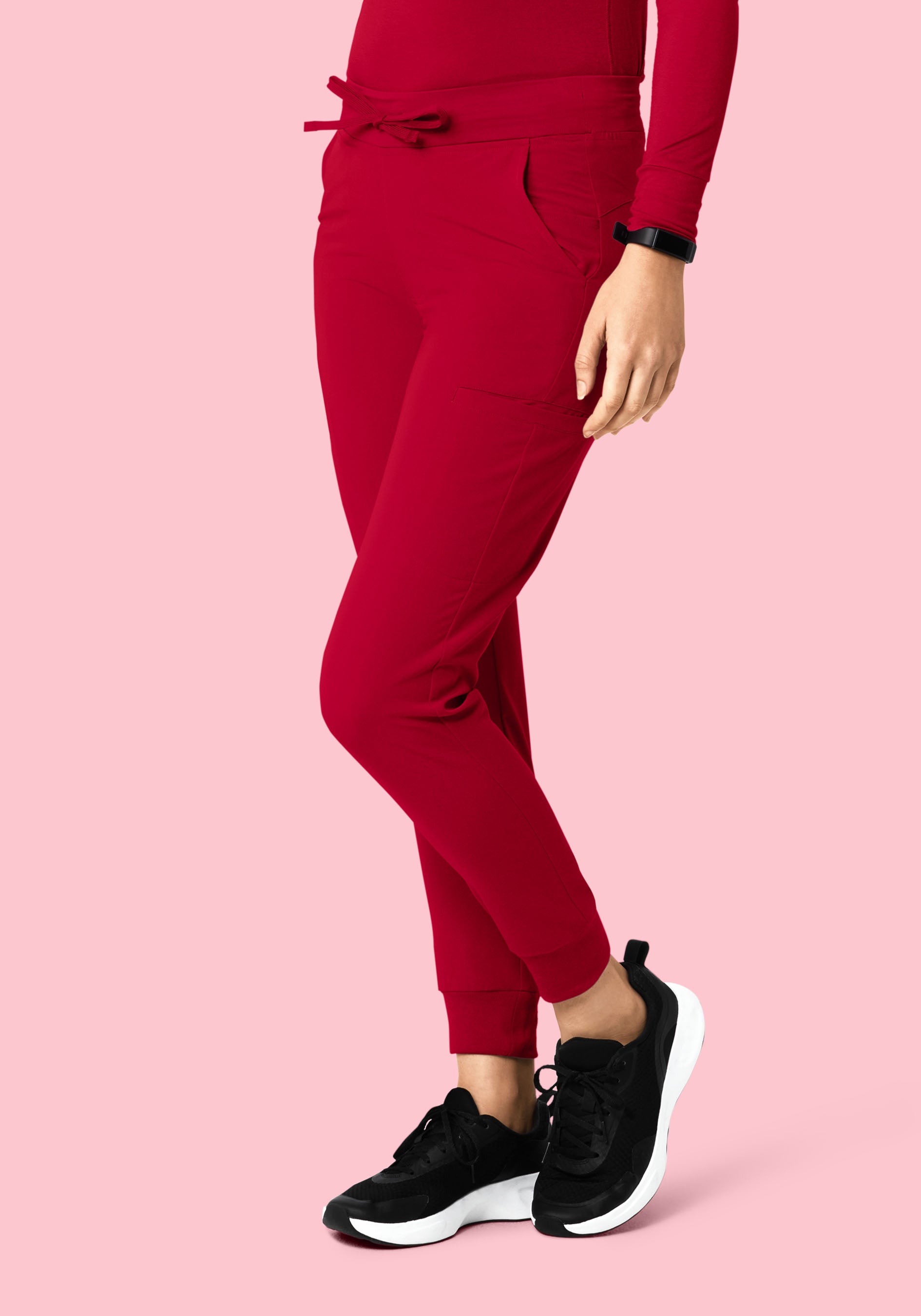 Women's Mid-Rise 11-Pocket Jogger Scrub Pants - Crimson | Mandala