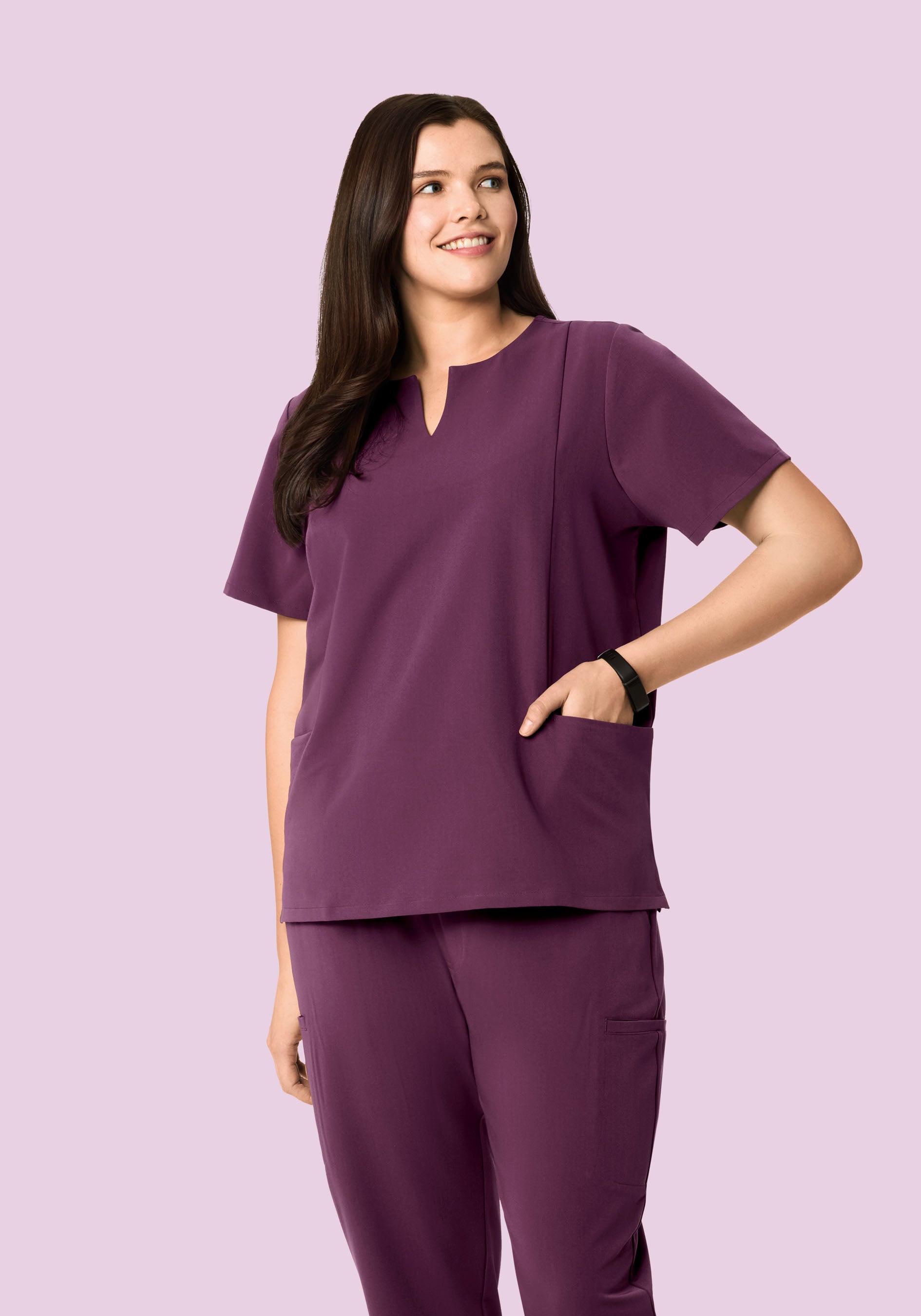5 Pocket Notch Neck Top Bordeaux