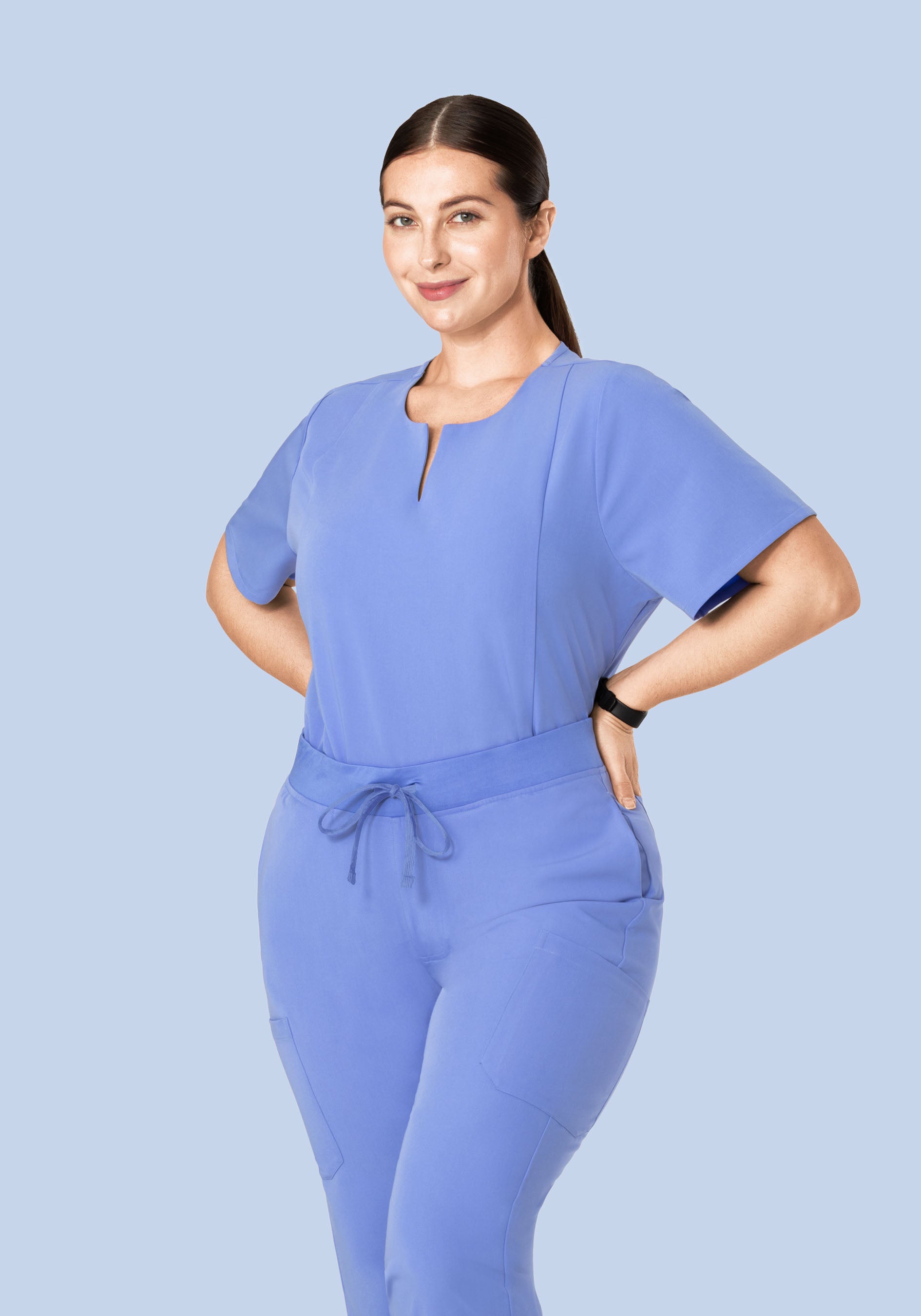 5 Pocket Notch Neck Top French Blue