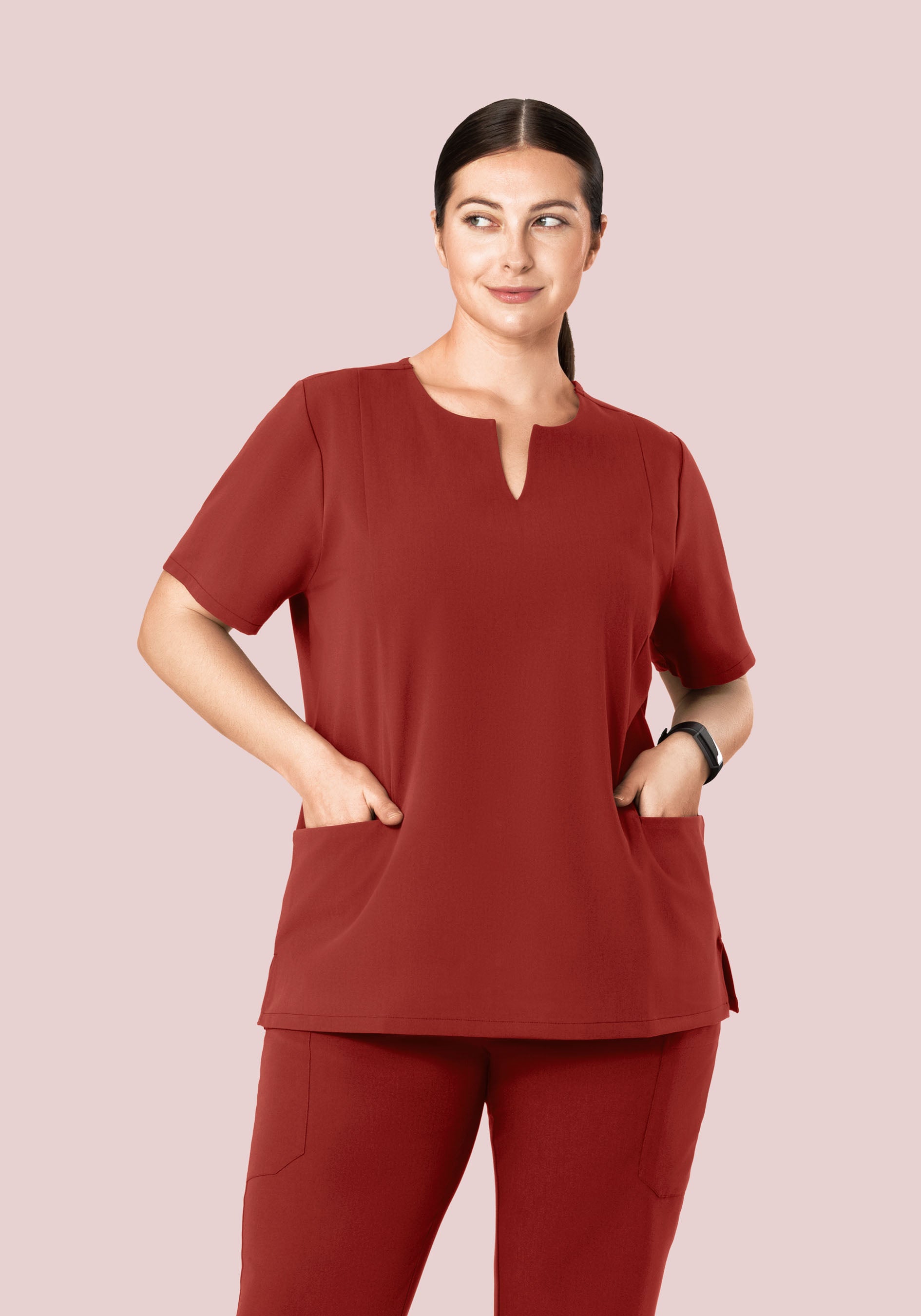 5 Pocket Notch Neck Top Rosewood