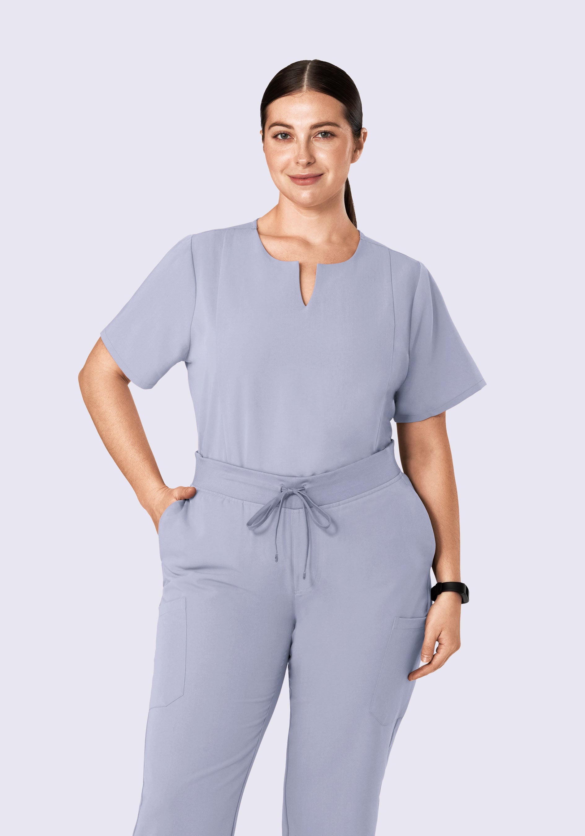 5 Pocket Notch Neck Top Wisteria