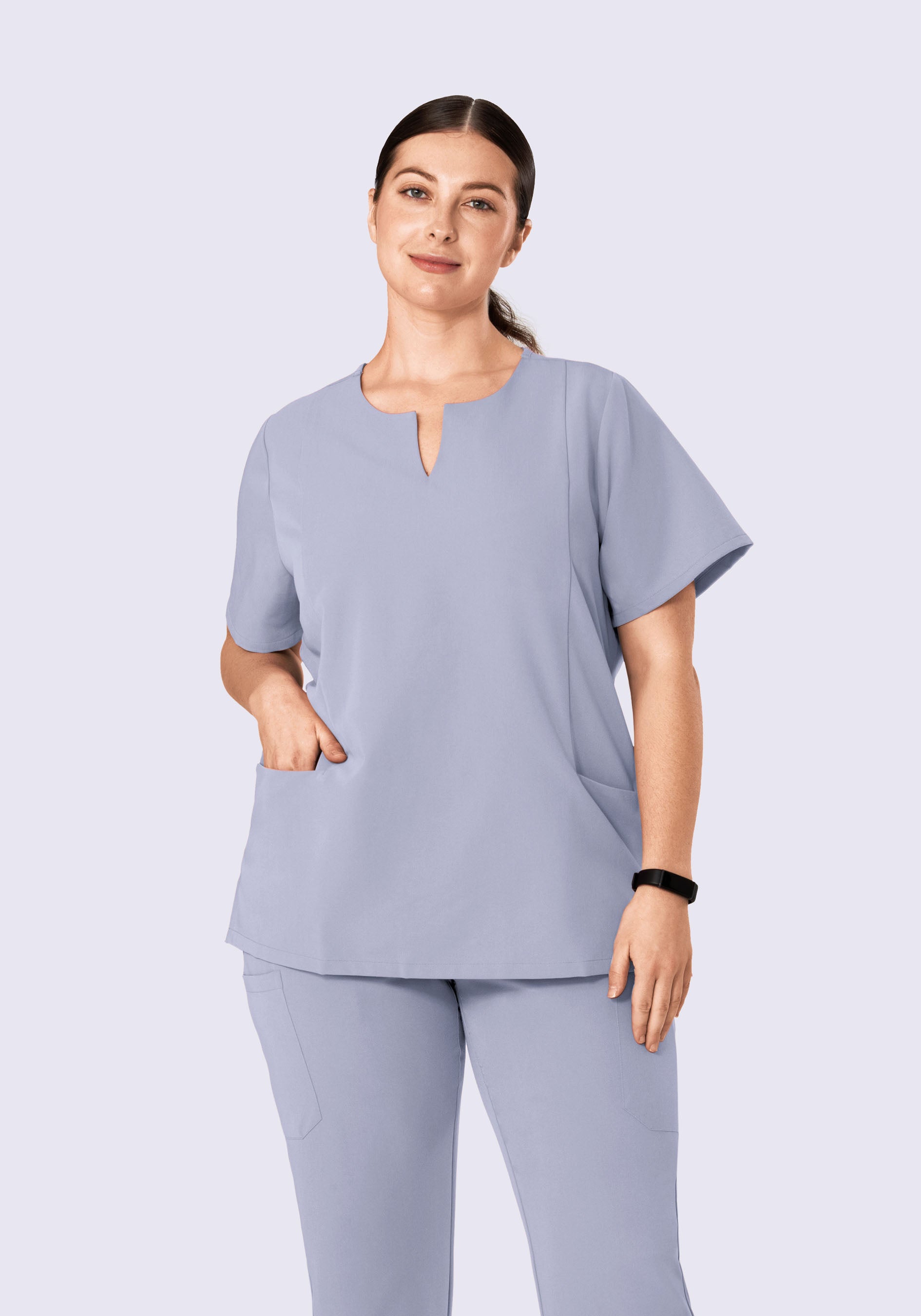 5 Pocket Notch Neck Top Wisteria