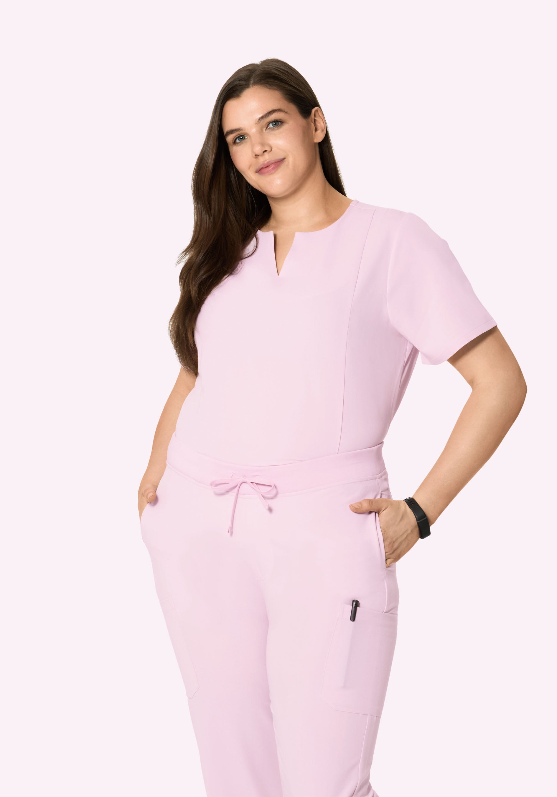 5 Pocket Notch Neck Top Misty Rose