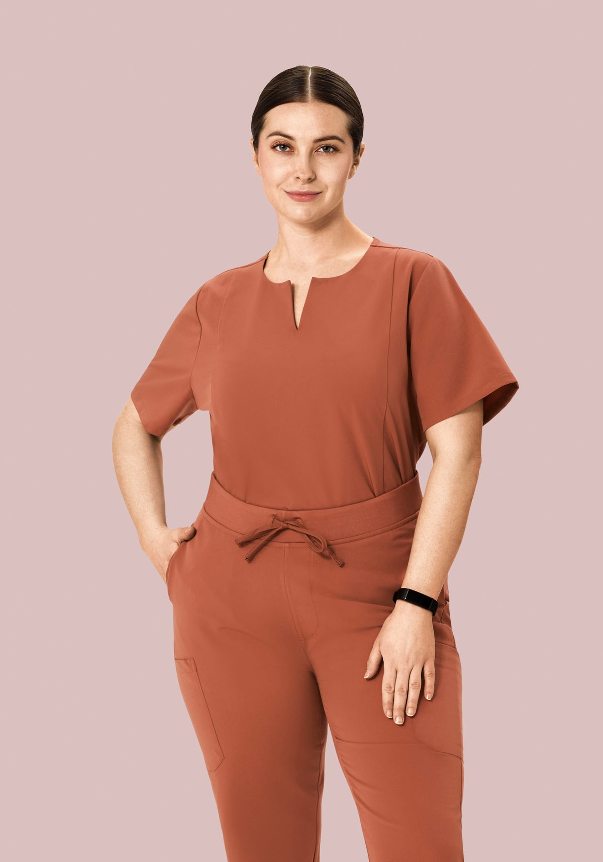 5 Pocket Notch Neck Top Chestnut