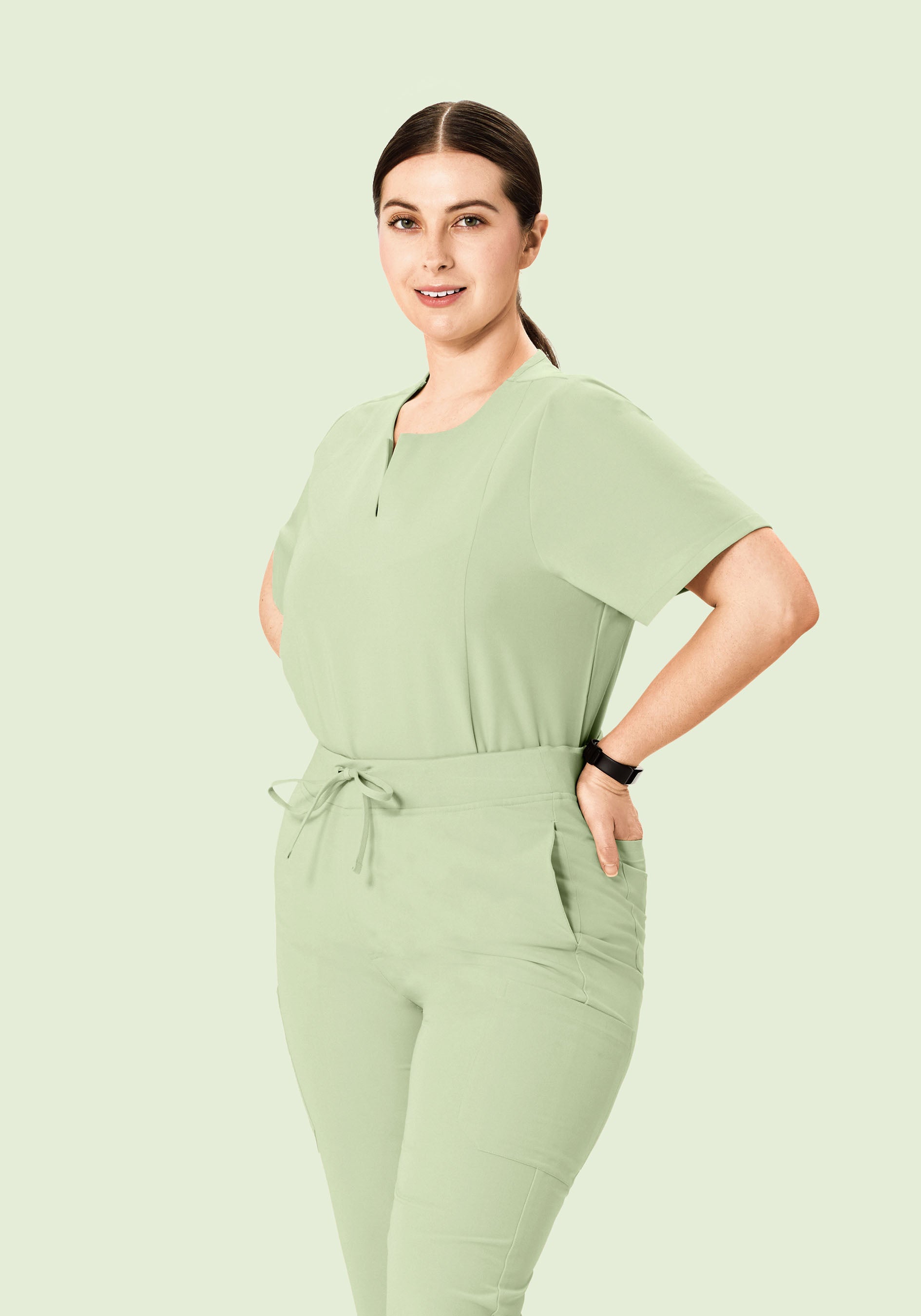5 Pocket Notch Neck Top Matcha