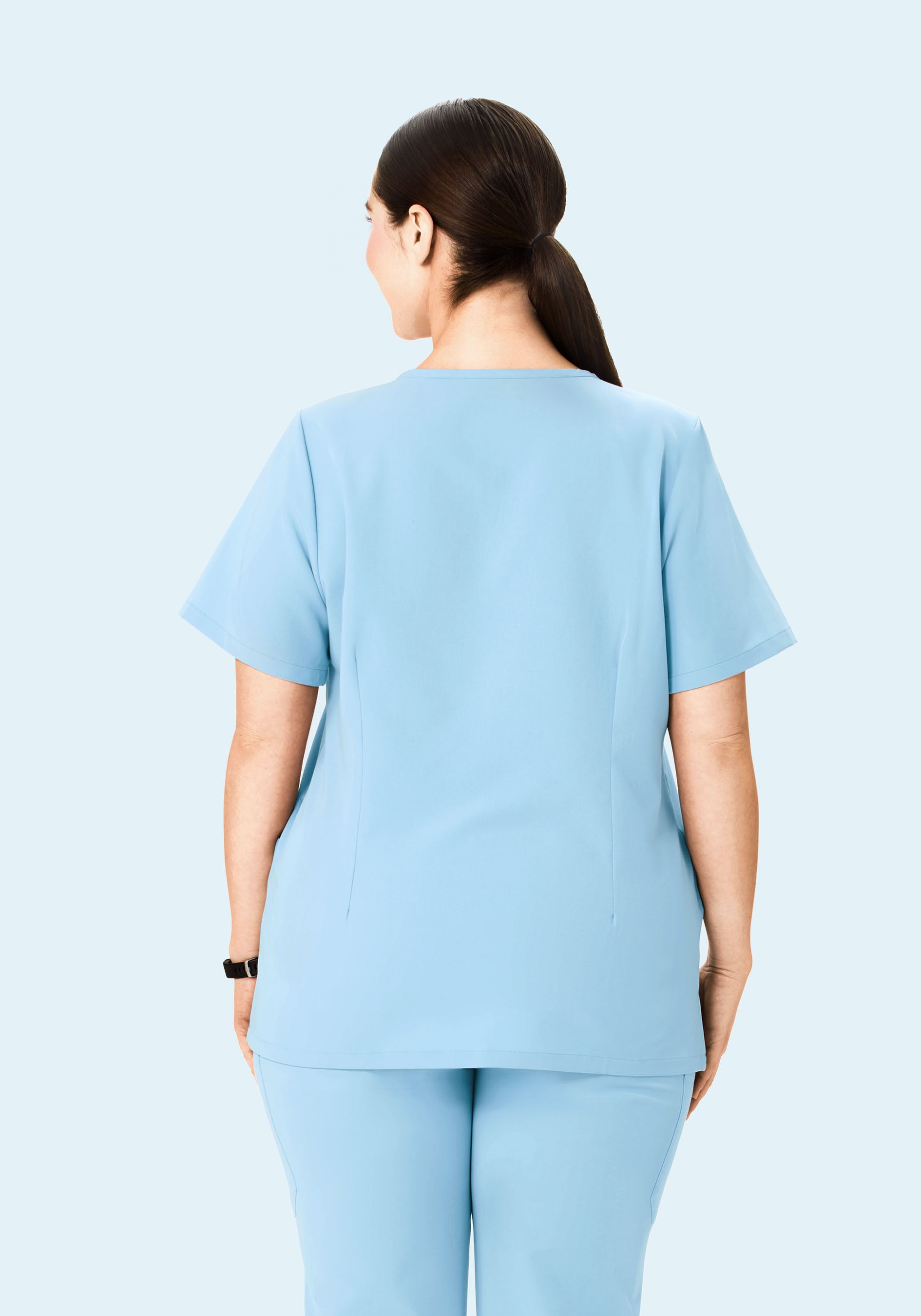 5 Pocket Notch Neck Top Nordic Blue