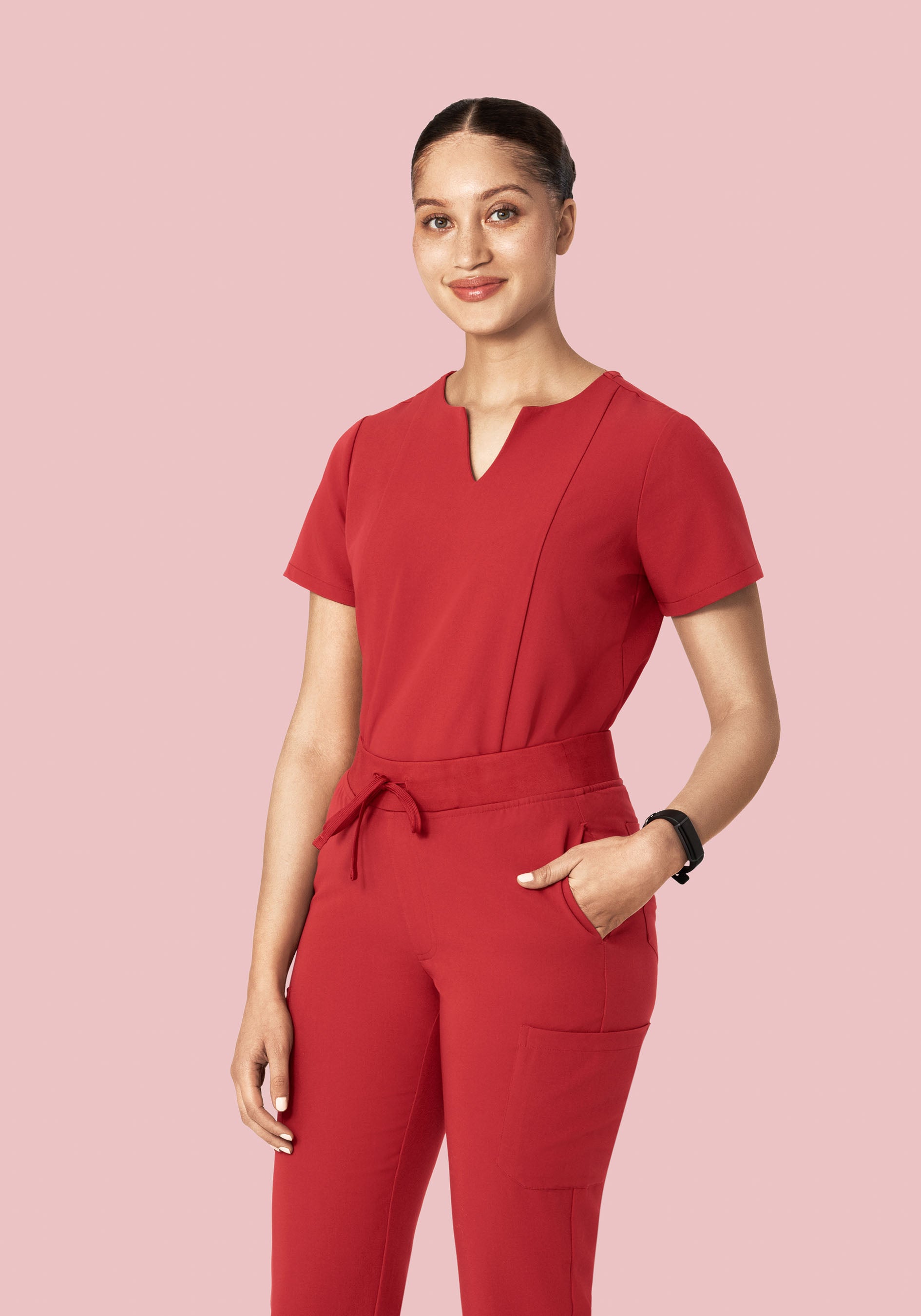 5 Pocket Notch Neck Top Cranberry