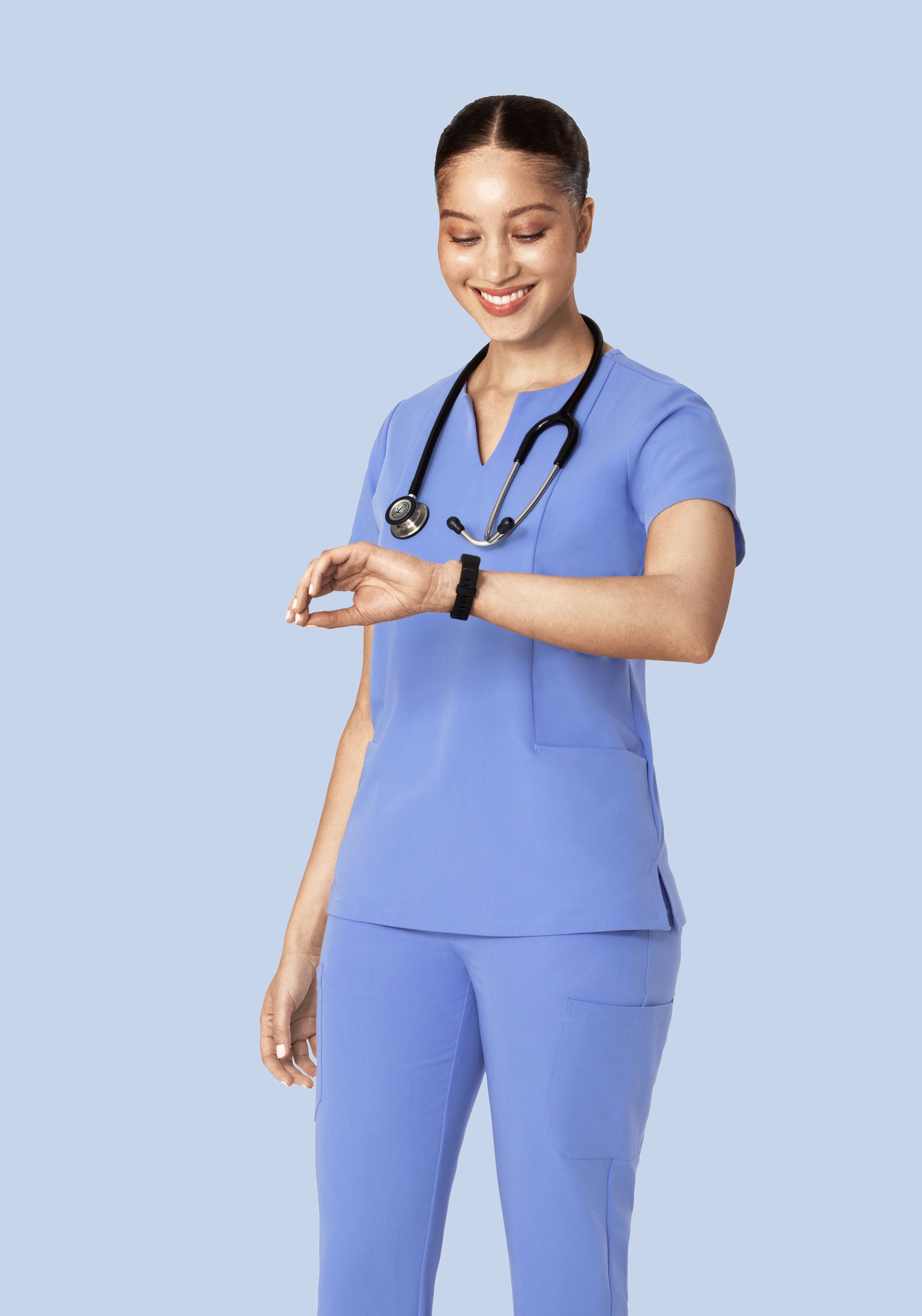 5 Pocket Notch Neck Top French Blue