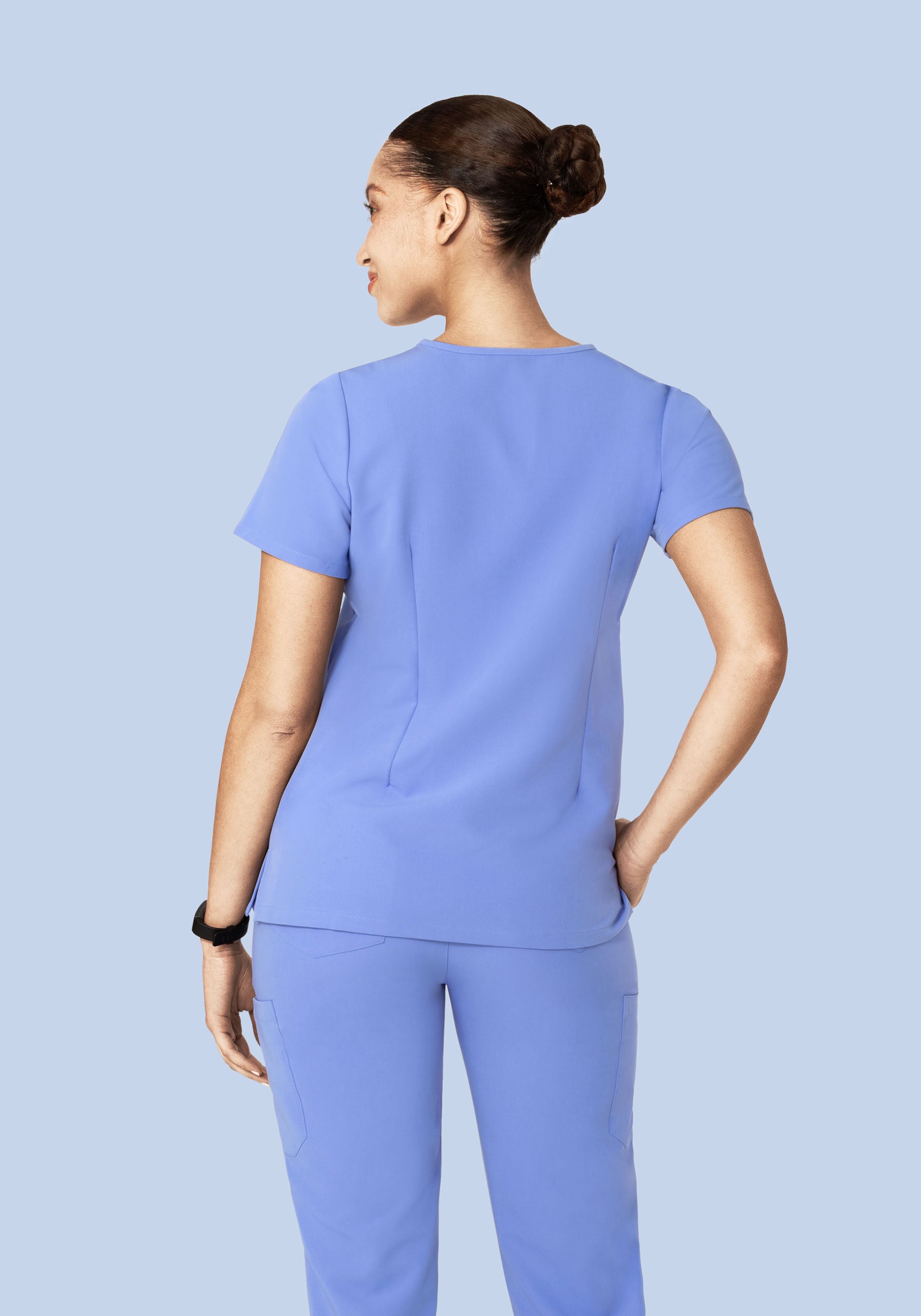 5 Pocket Notch Neck Top French Blue