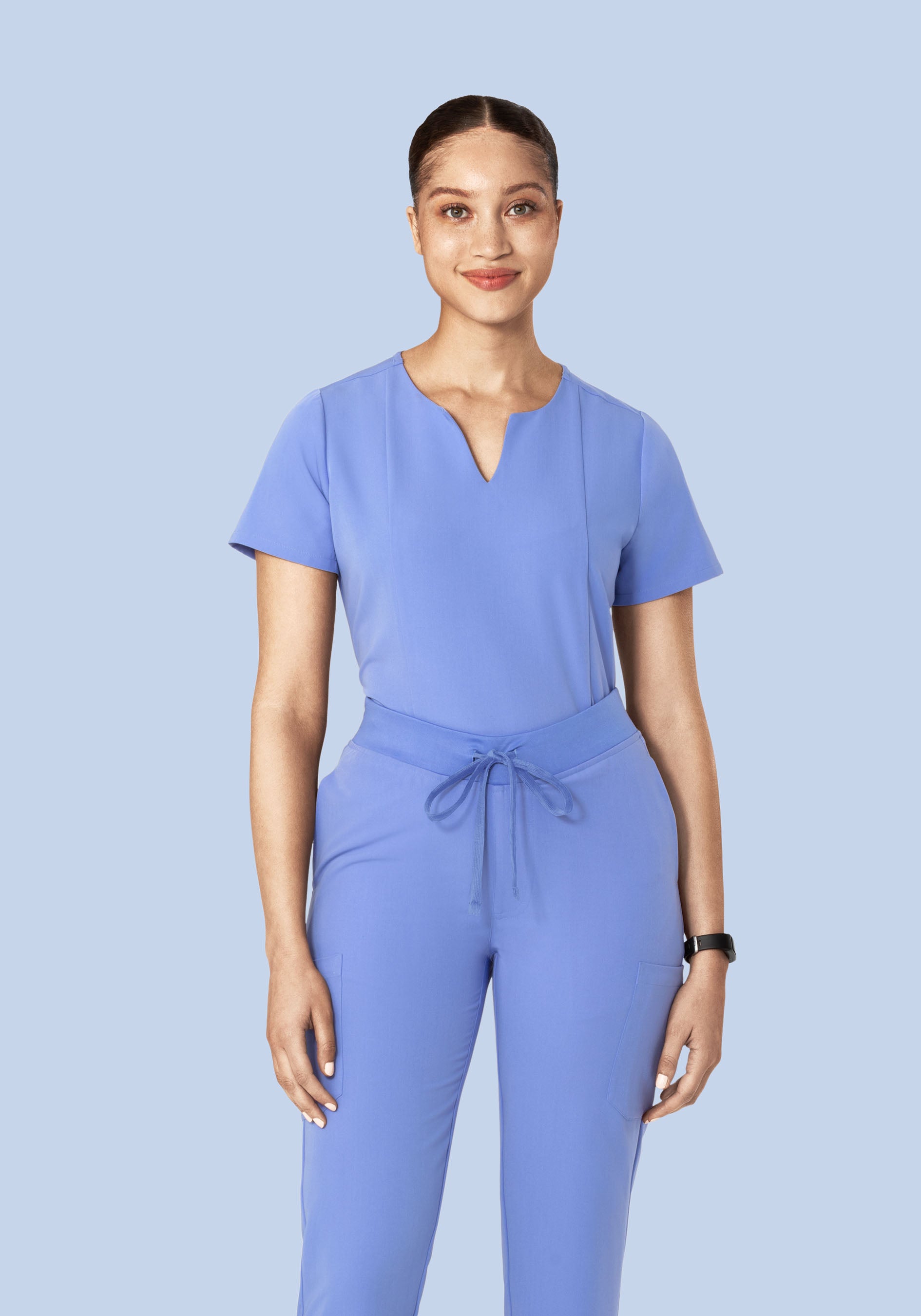 5 Pocket Notch Neck Top French Blue