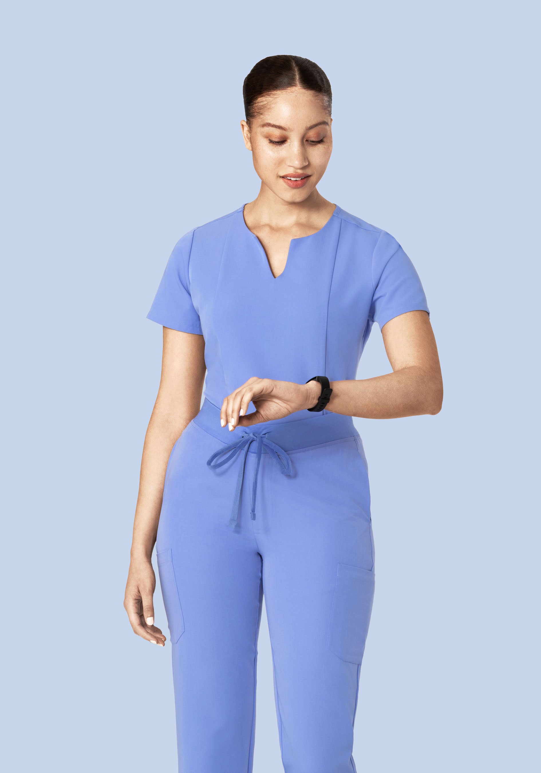 5 Pocket Notch Neck Top French Blue