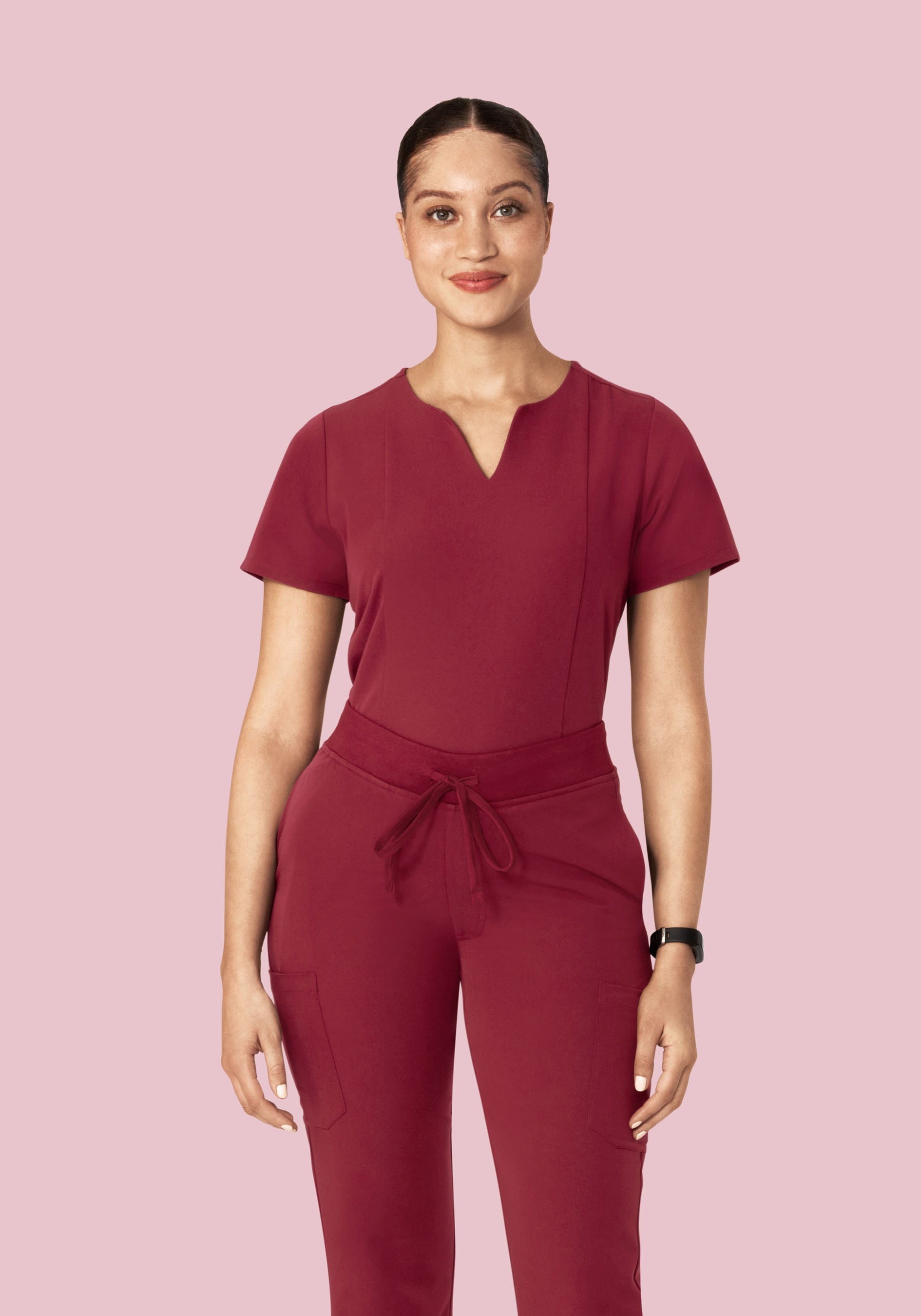 5 Pocket Notch Neck Top Garnet