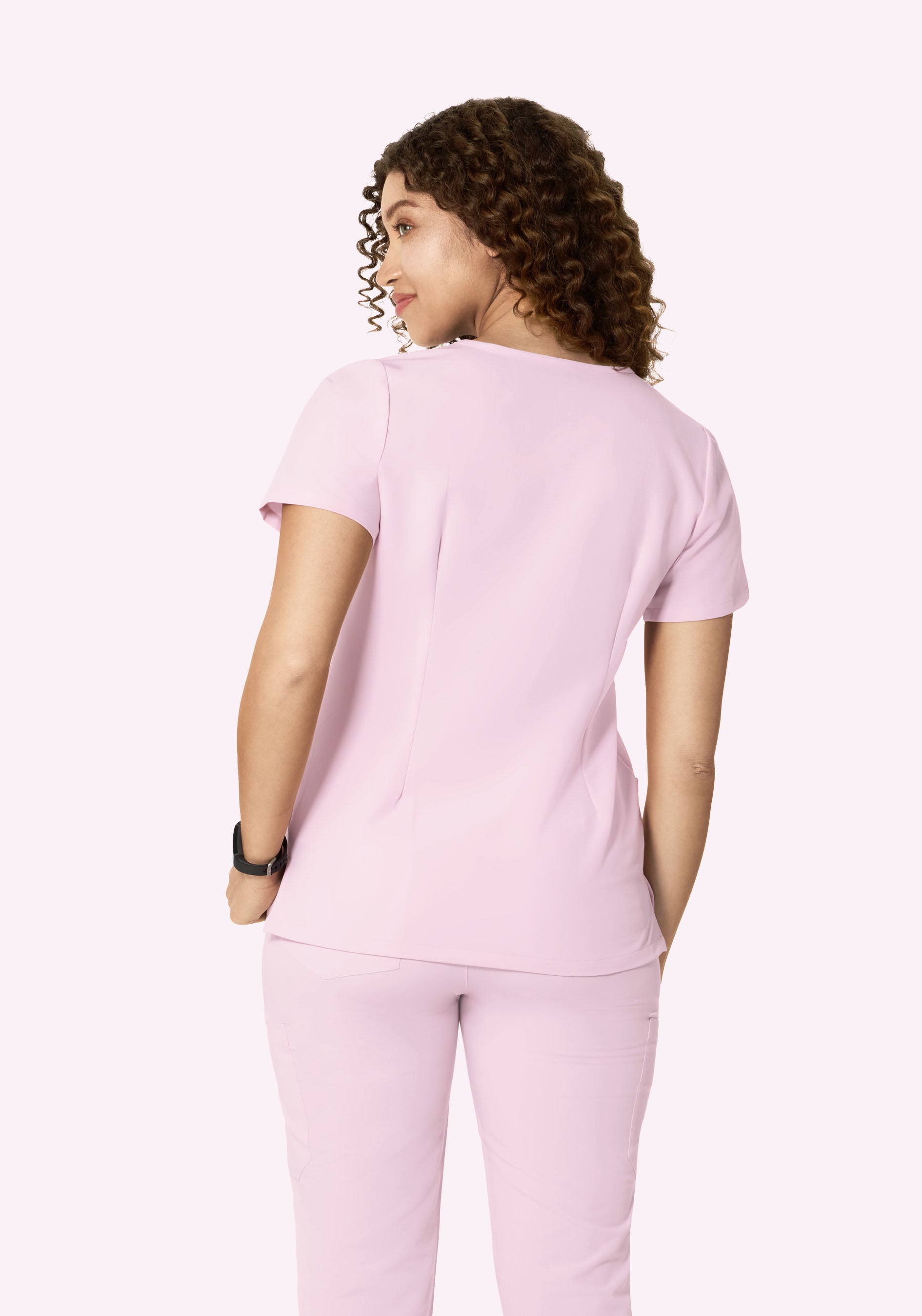 5 Pocket Notch Neck Top Misty Rose