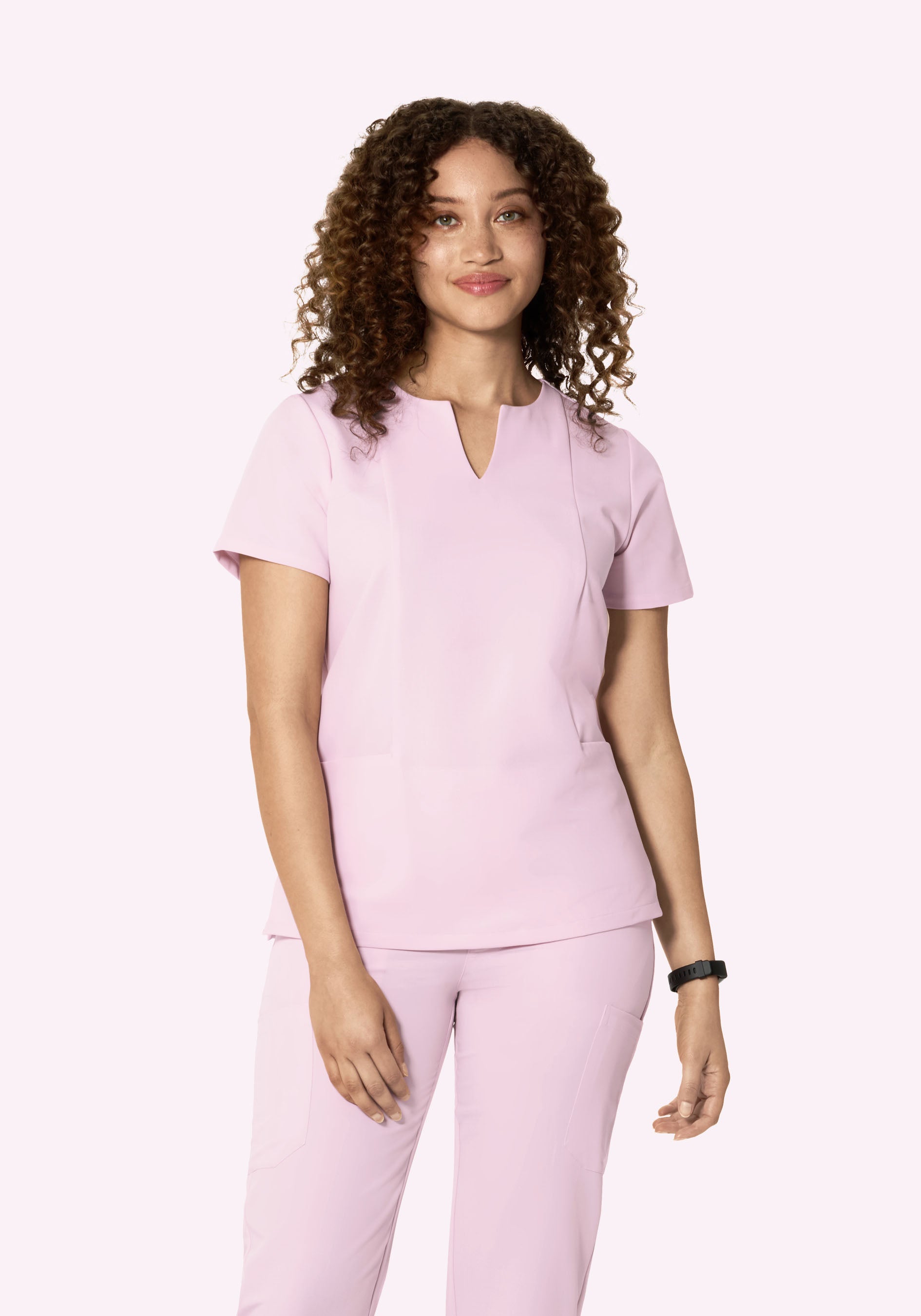 5 Pocket Notch Neck Top Misty Rose