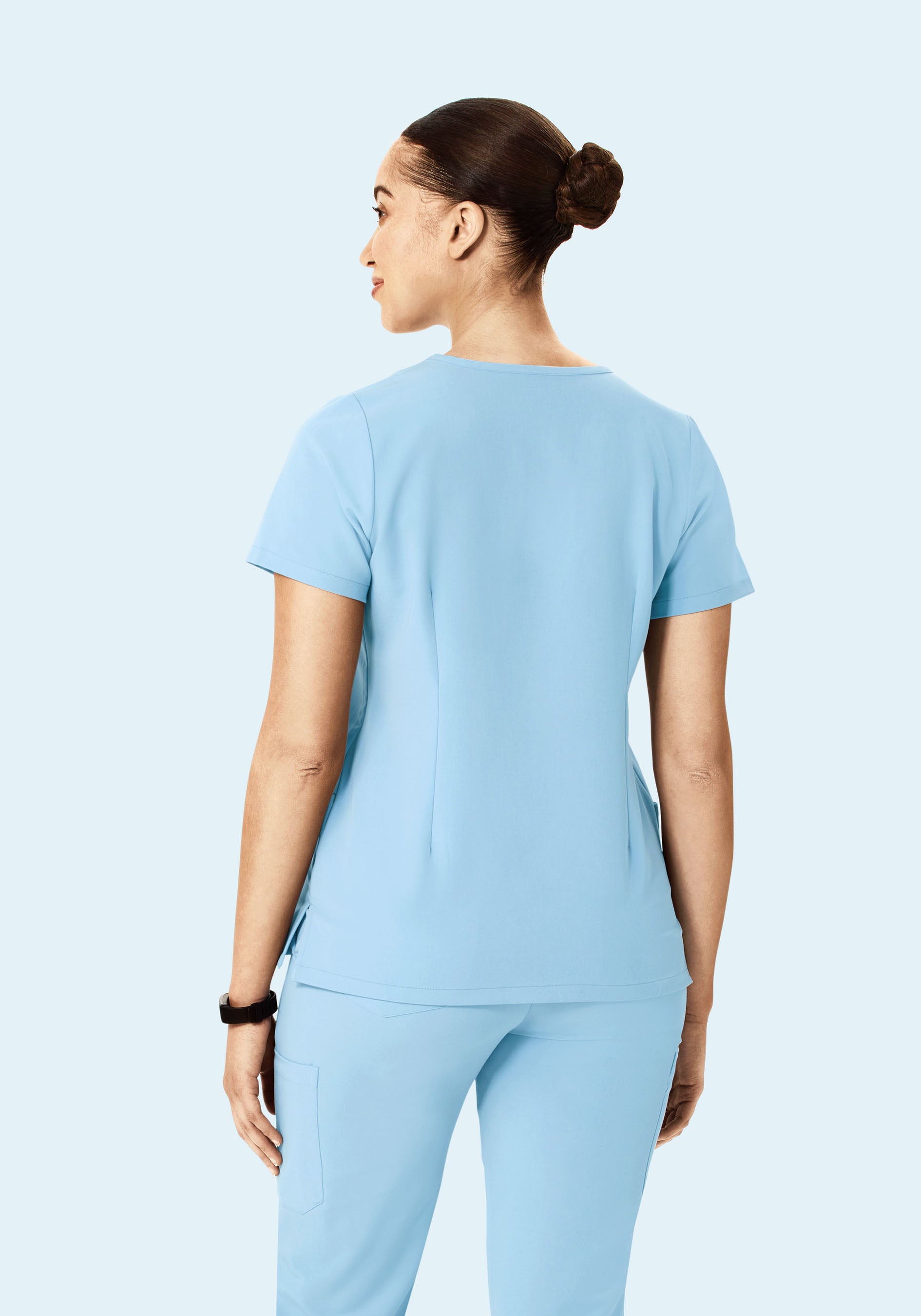 5 Pocket Notch Neck Top Nordic Blue