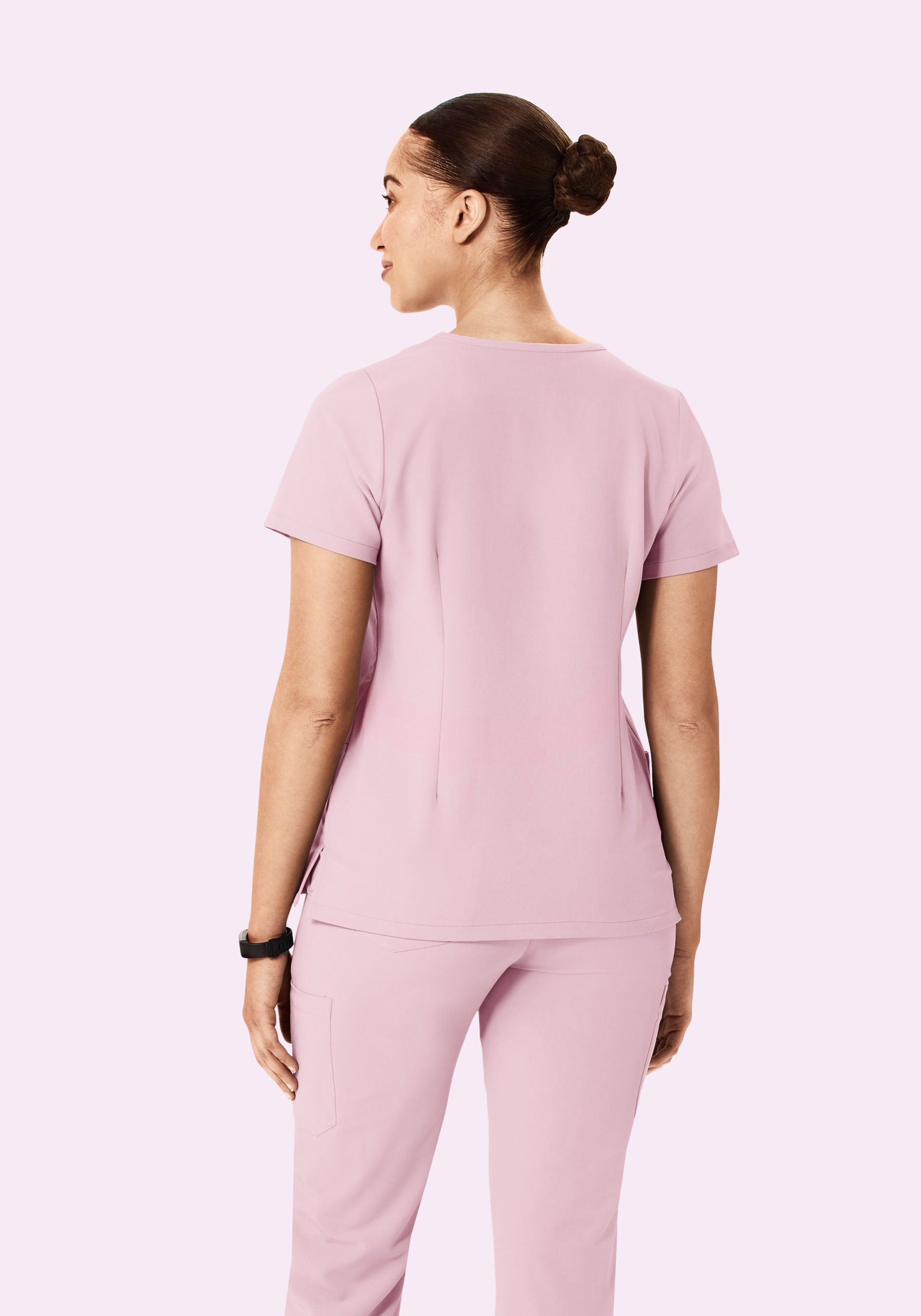 5 Pocket Notch Neck Top Pink Pearl