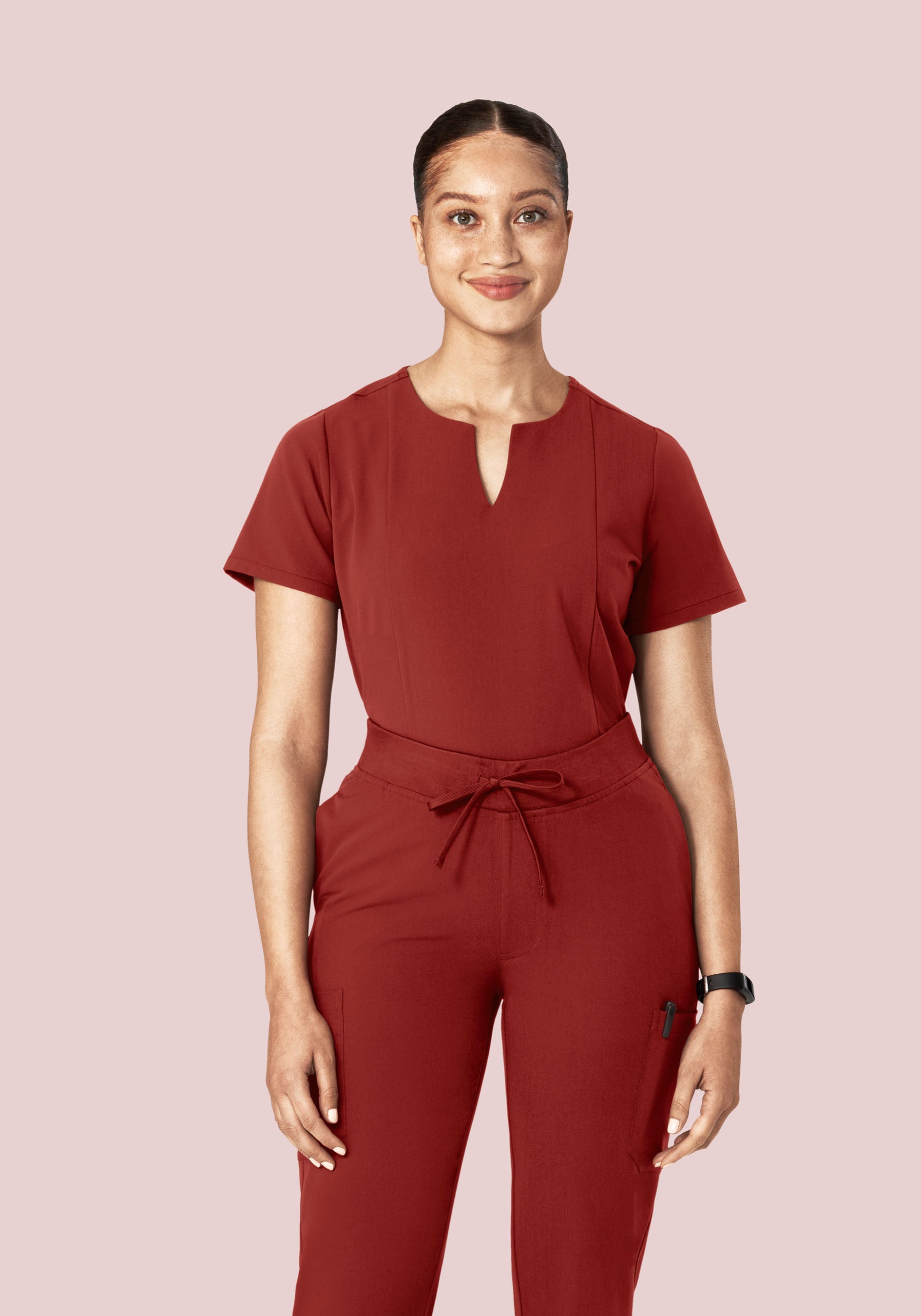 5 Pocket Notch Neck Top Rosewood