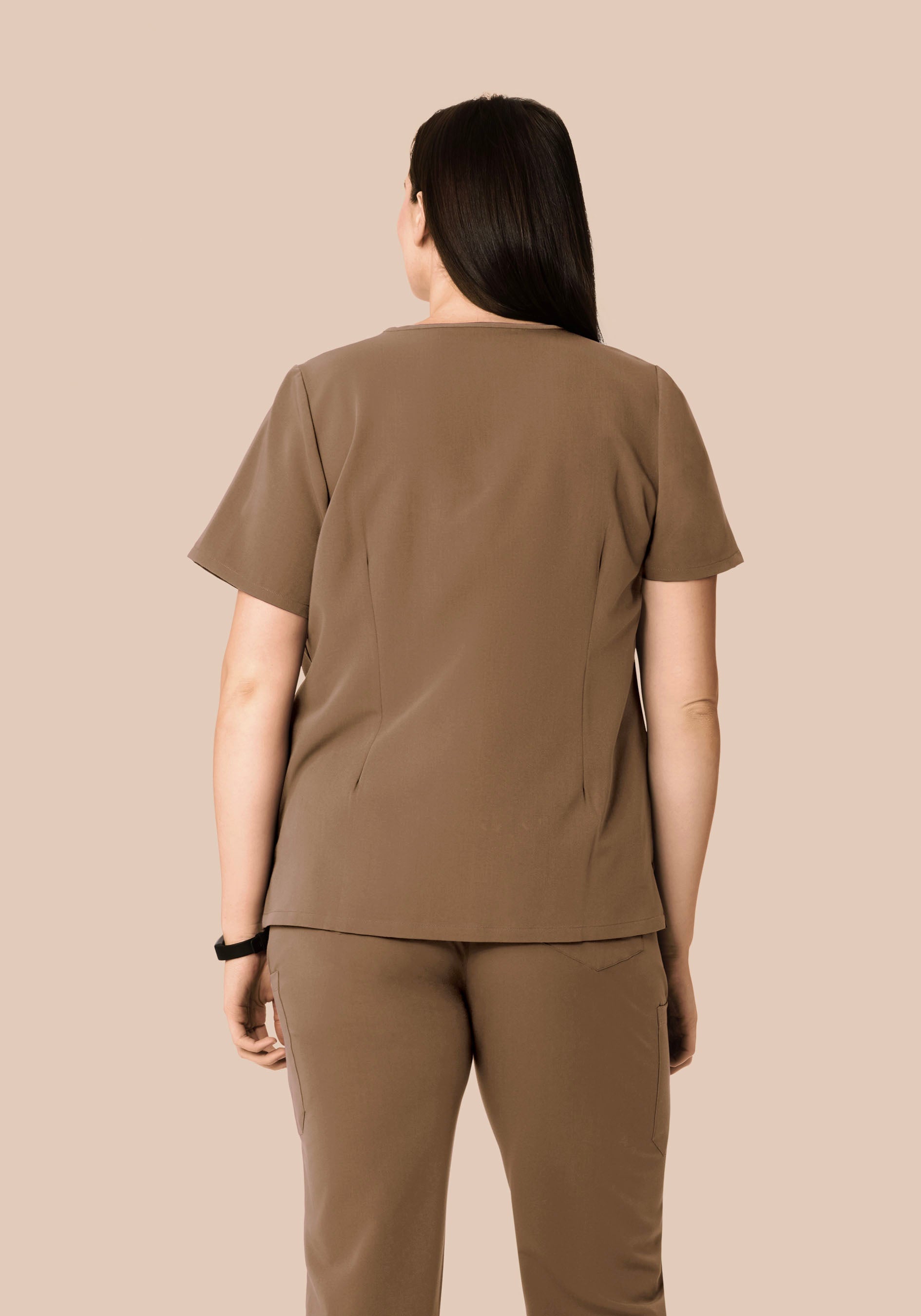 5 Pocket Notch Neck Top Ash Brown