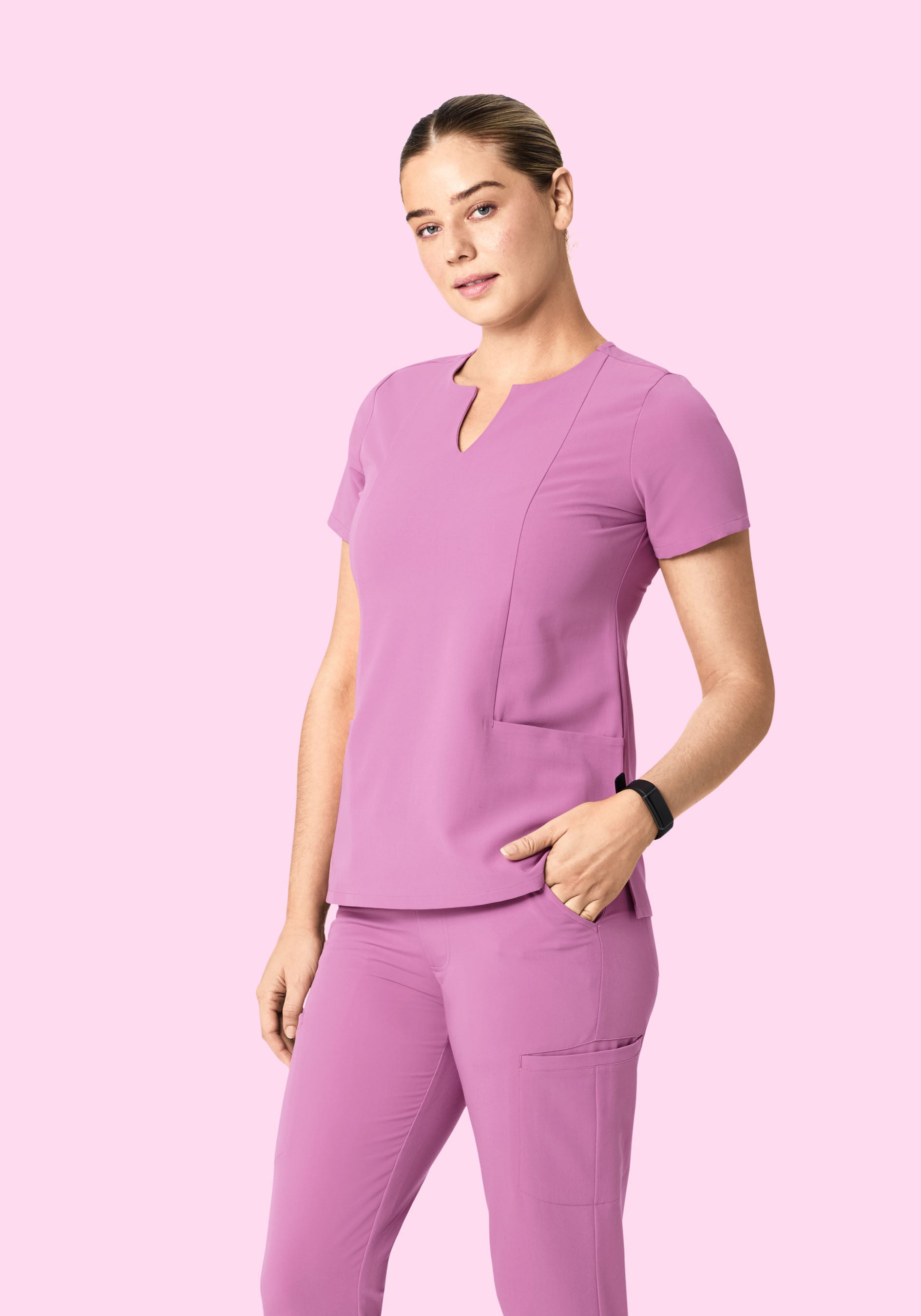 5 Pocket Notch Neck Top Mulberry