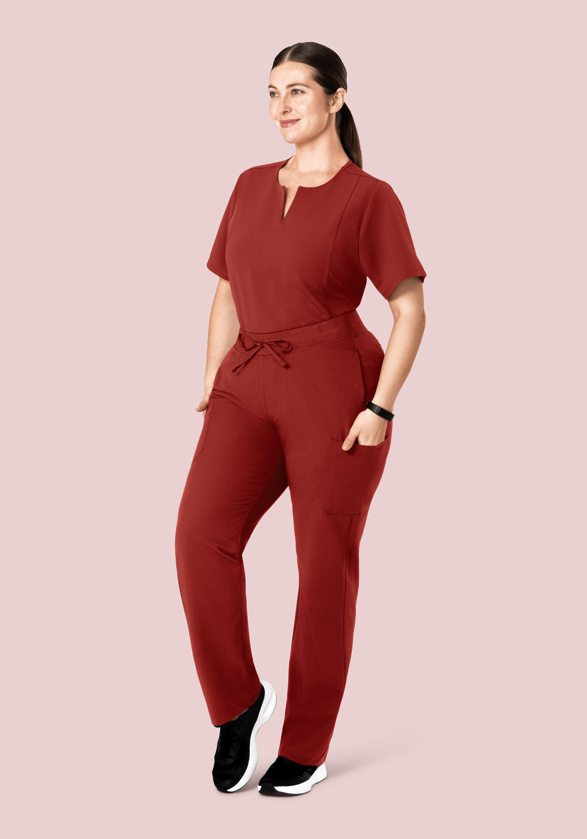 5 Pocket Notch Neck Top Rosewood