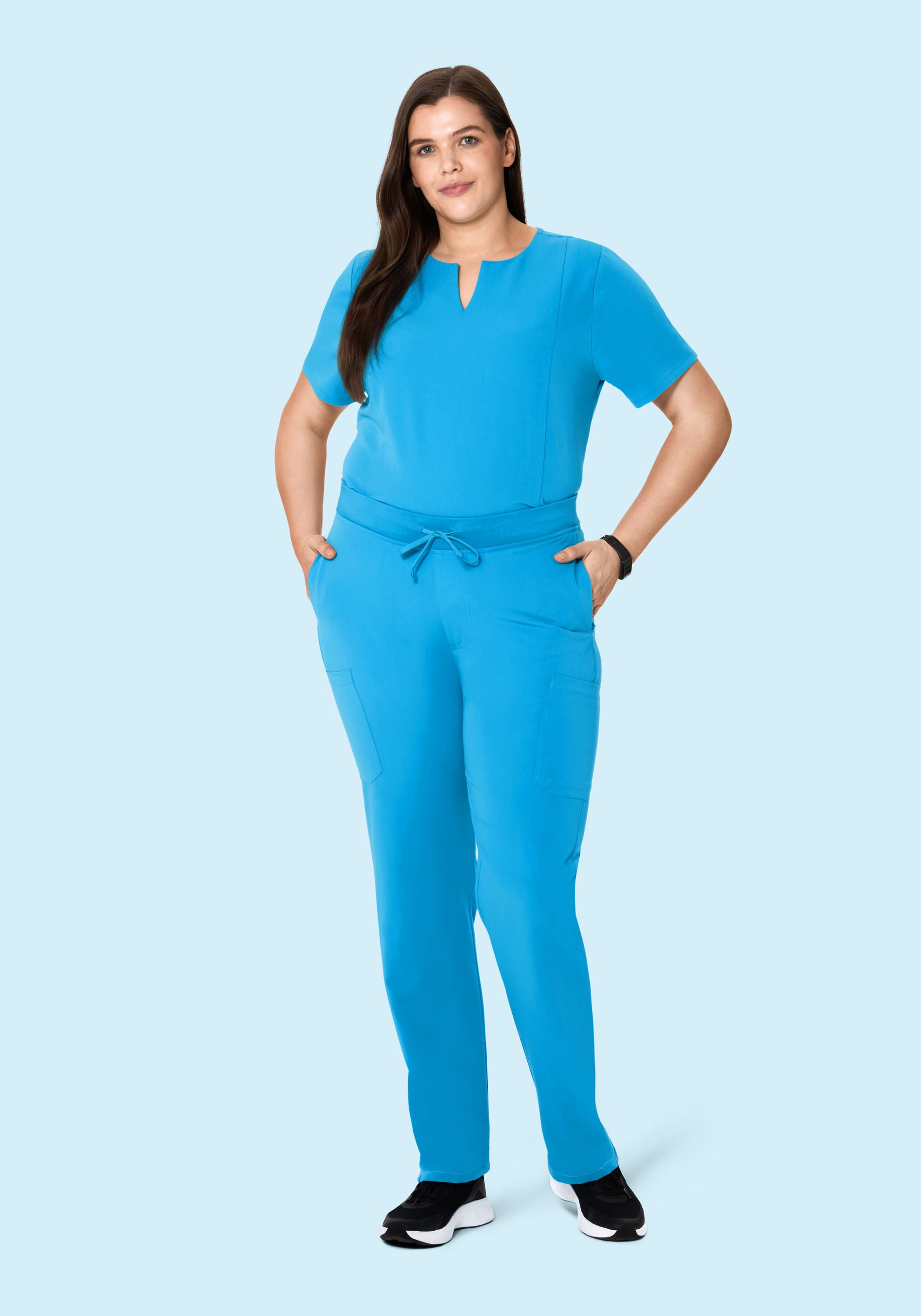 5 Pocket Notch Neck Top Horizon Blue