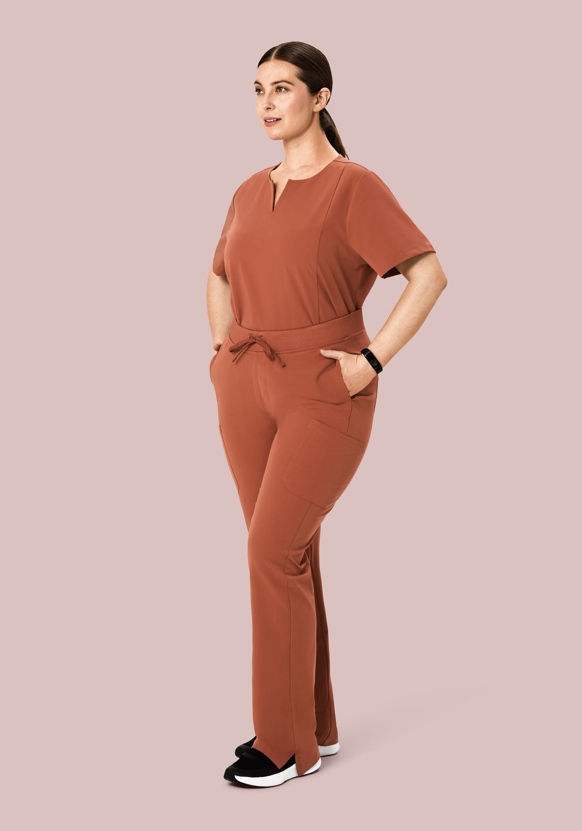 5 Pocket Notch Neck Top Chestnut