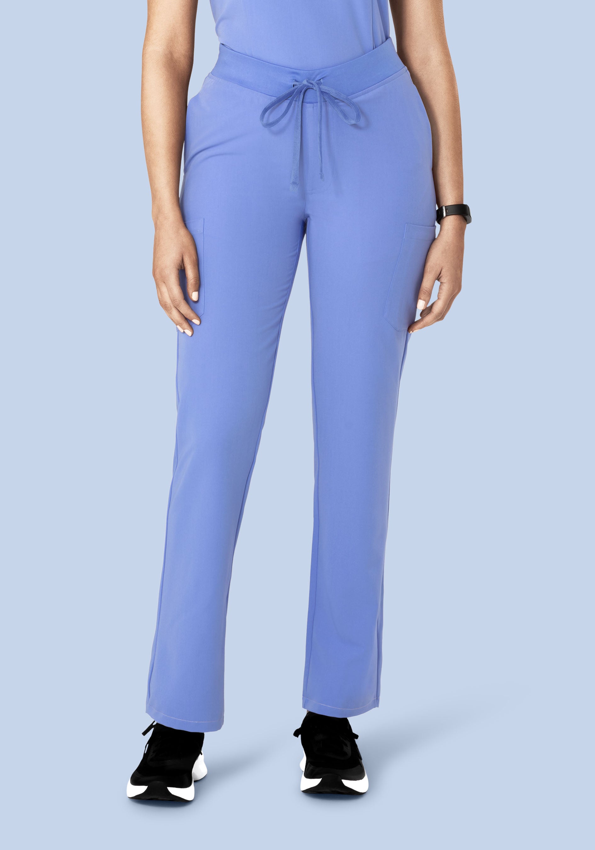 Women's Mid-Rise Straight Leg Cargo Scrub Pants - French Blue