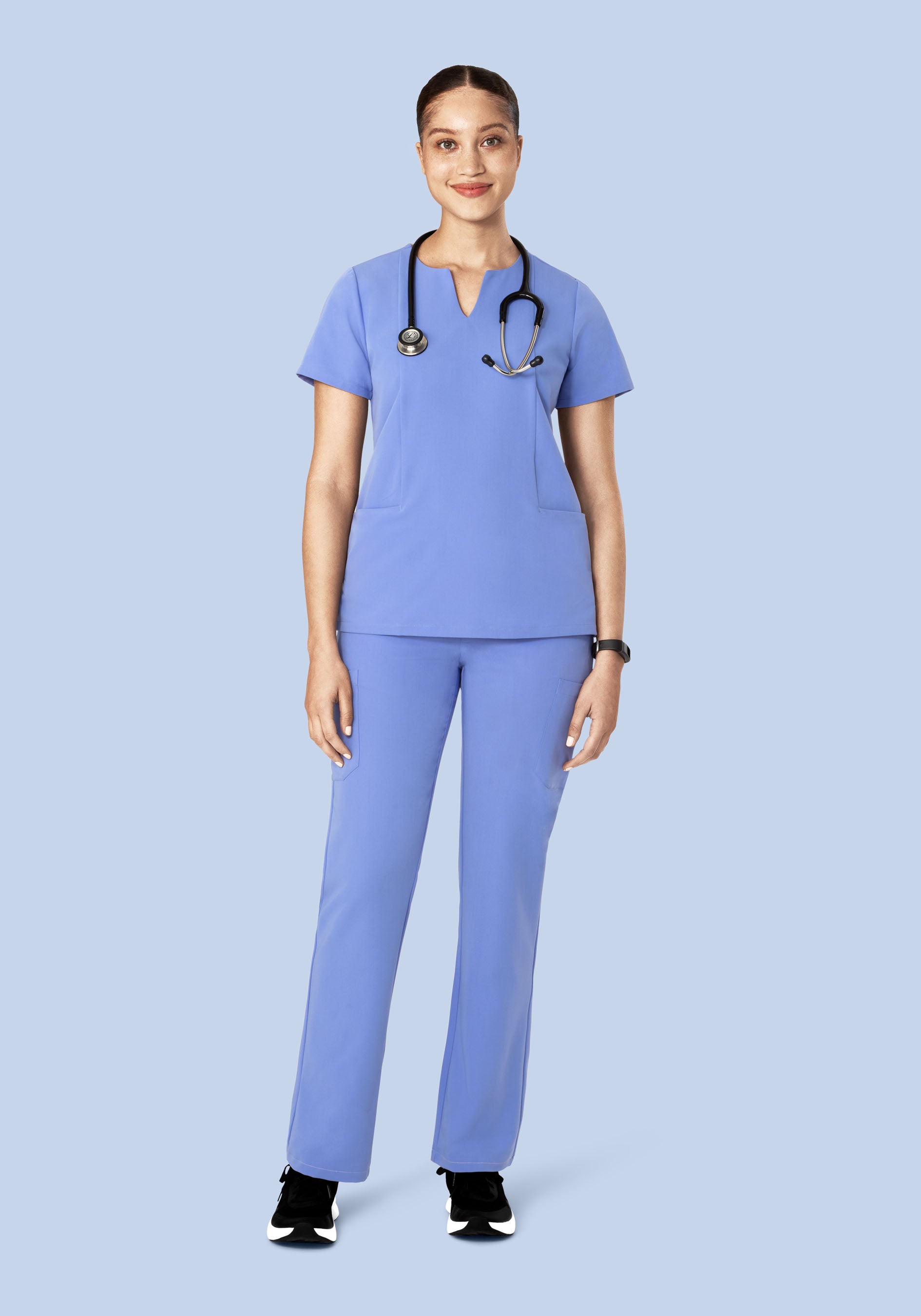 5 Pocket Notch Neck Top French Blue