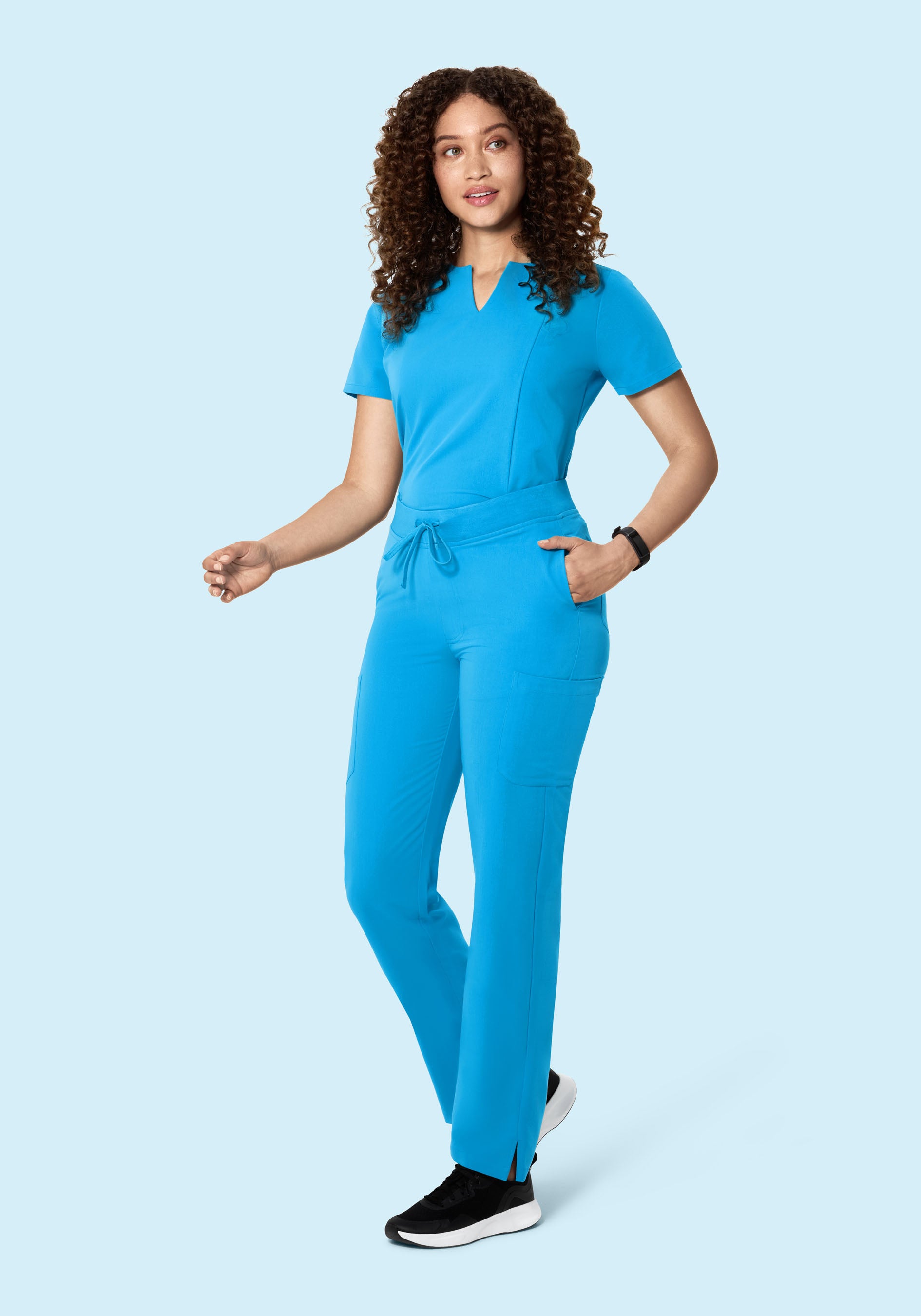 5 Pocket Notch Neck Top Horizon Blue