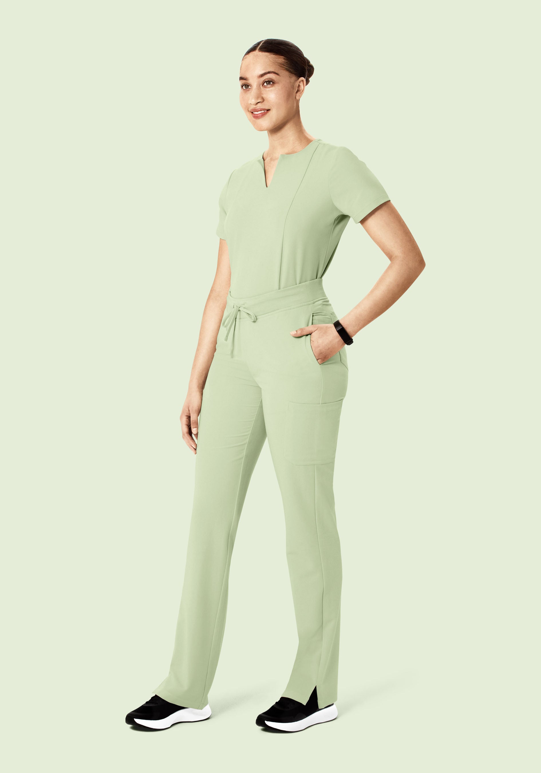 5 Pocket Notch Neck Top Matcha