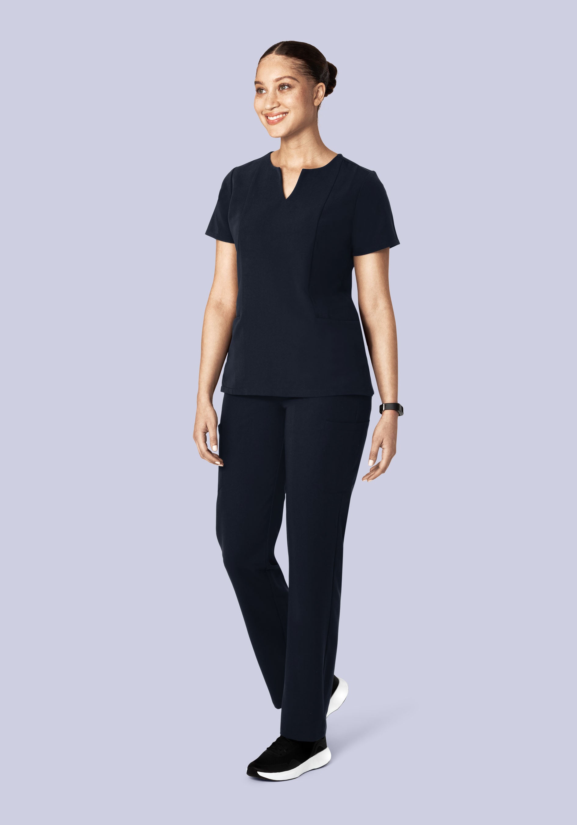 5 Pocket Notch Neck Top Midnight Navy