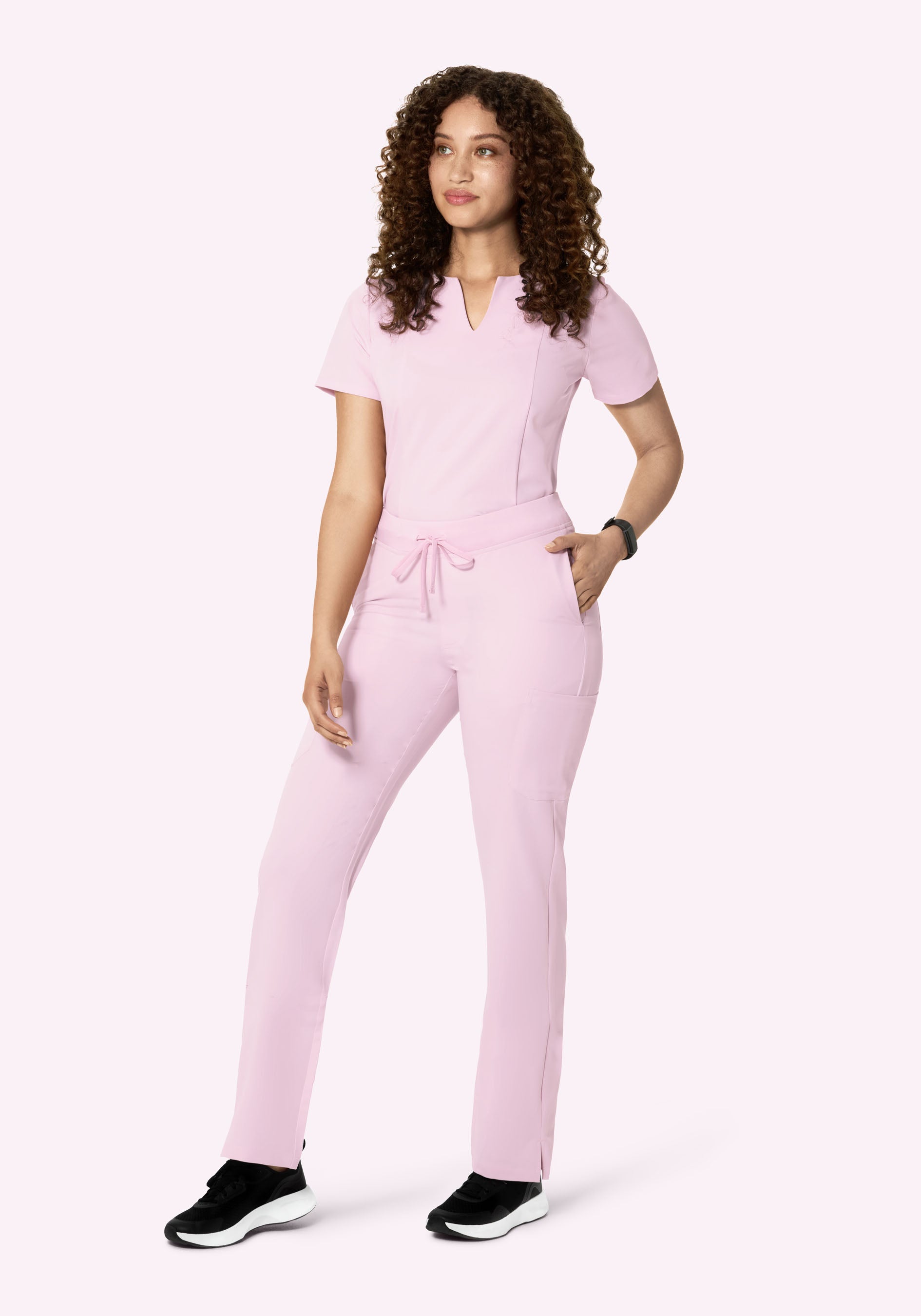 5 Pocket Notch Neck Top Misty Rose