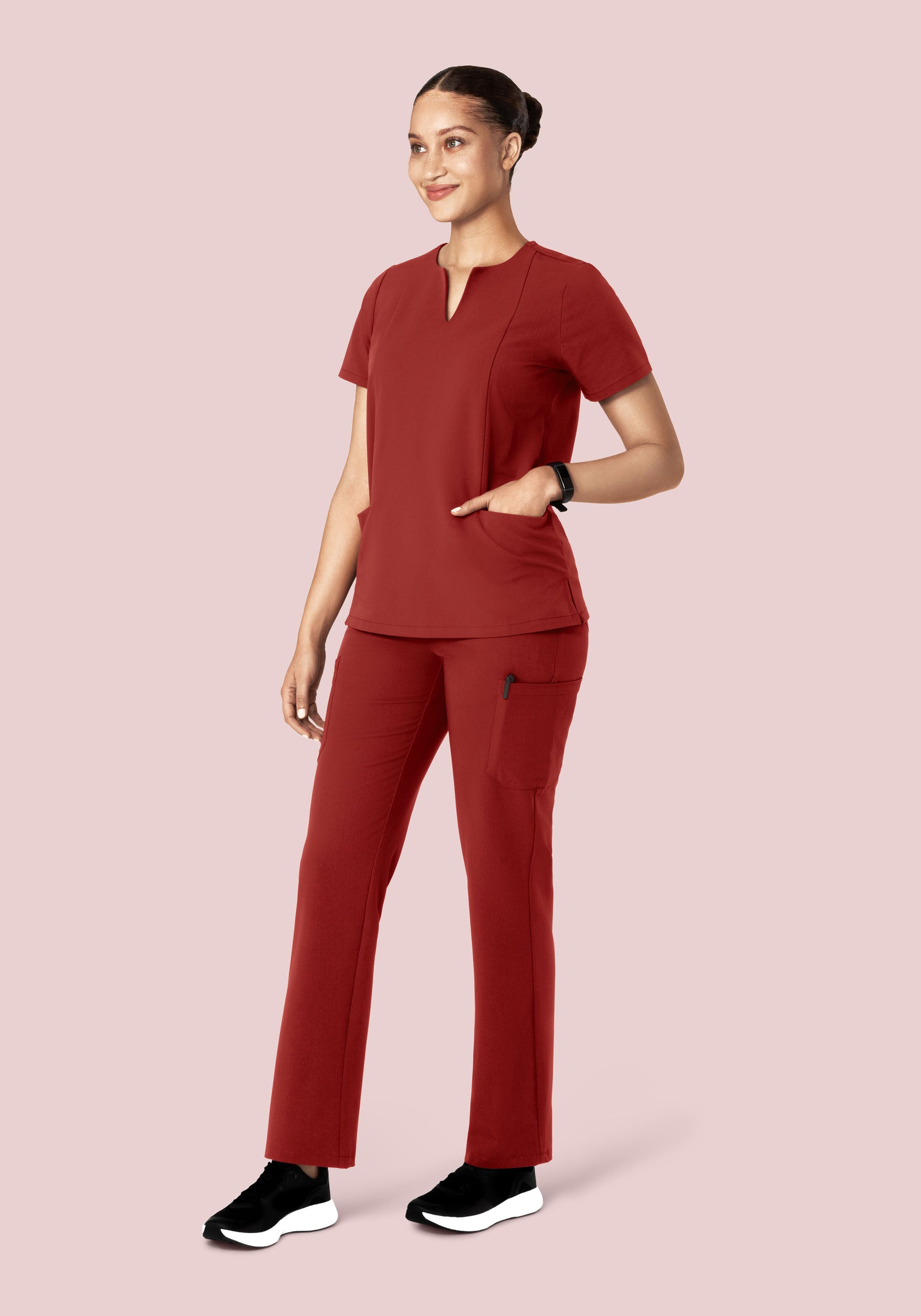 5 Pocket Notch Neck Top Rosewood