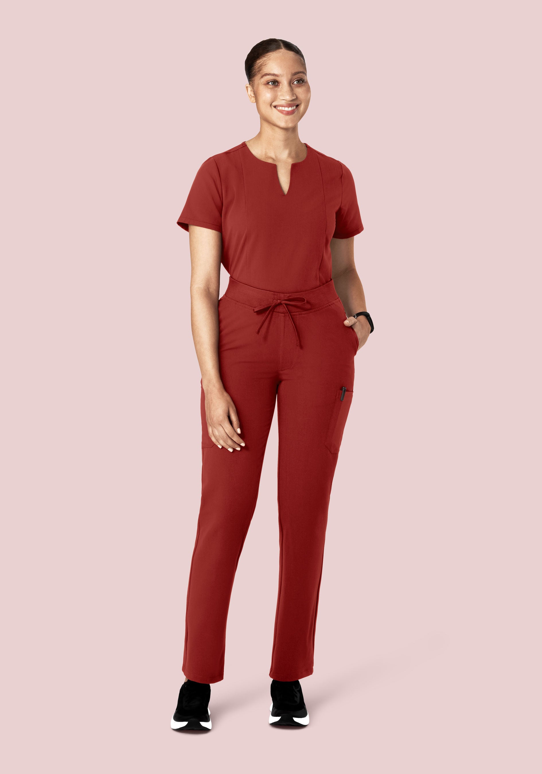 5 Pocket Notch Neck Top Rosewood