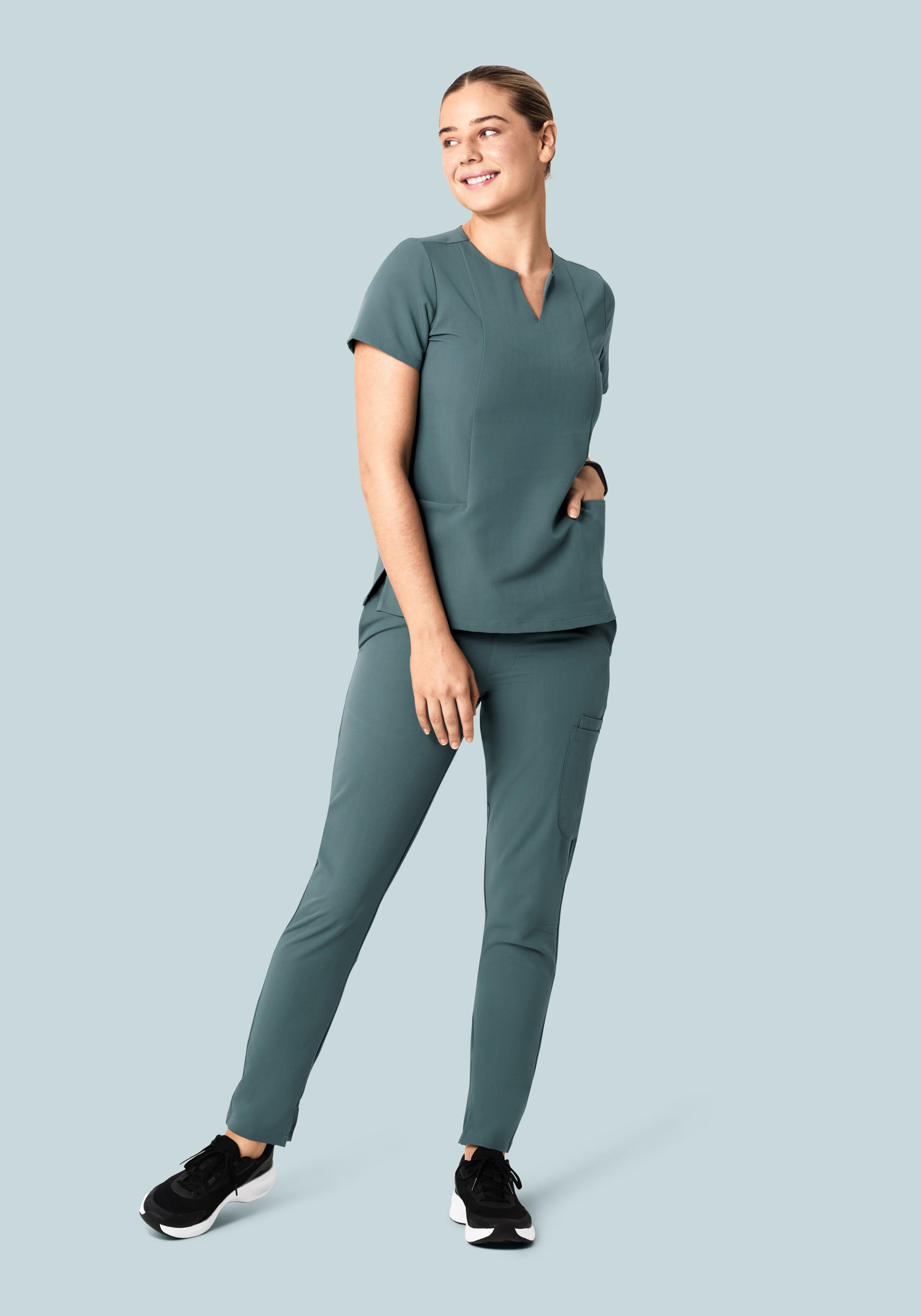 5 Pocket Notch Neck Top Stormy Sky