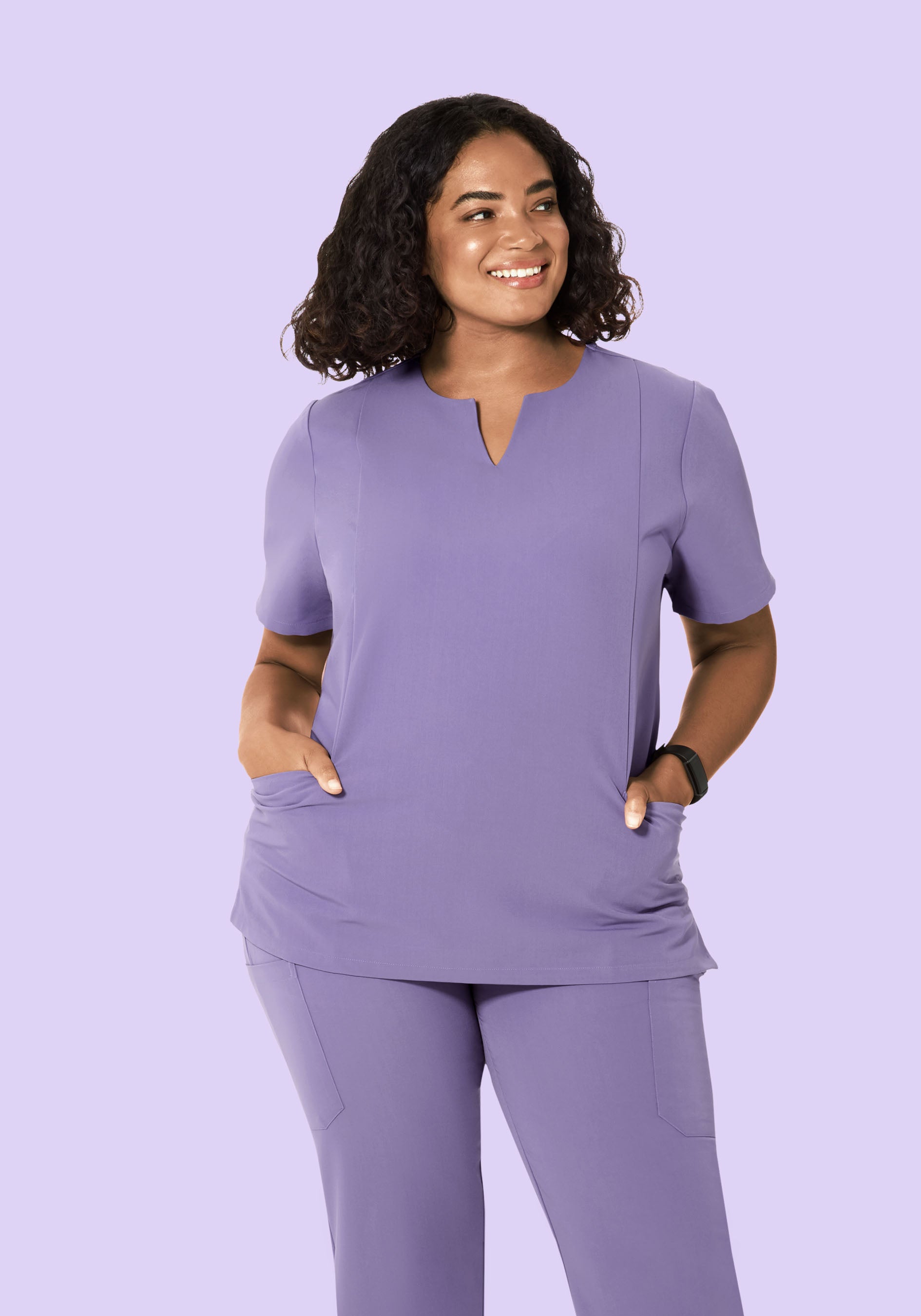5 Pocket Notch Neck Top Hyacinth